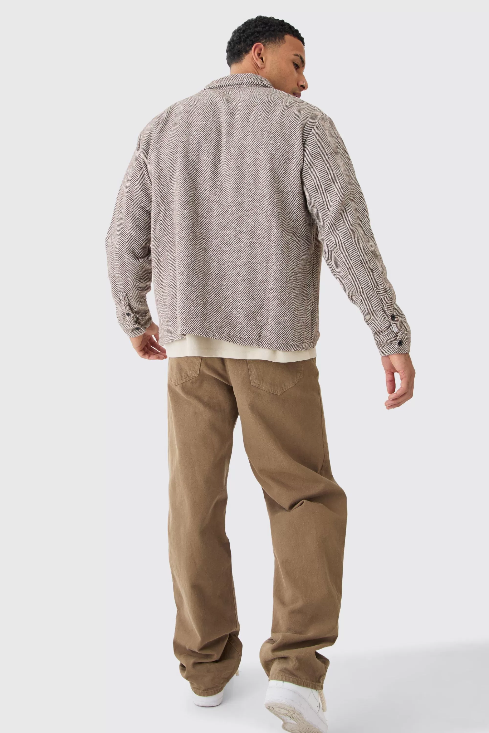 boohooMAN Long Sleeve P Boxy Jacquard Overshirt | UK