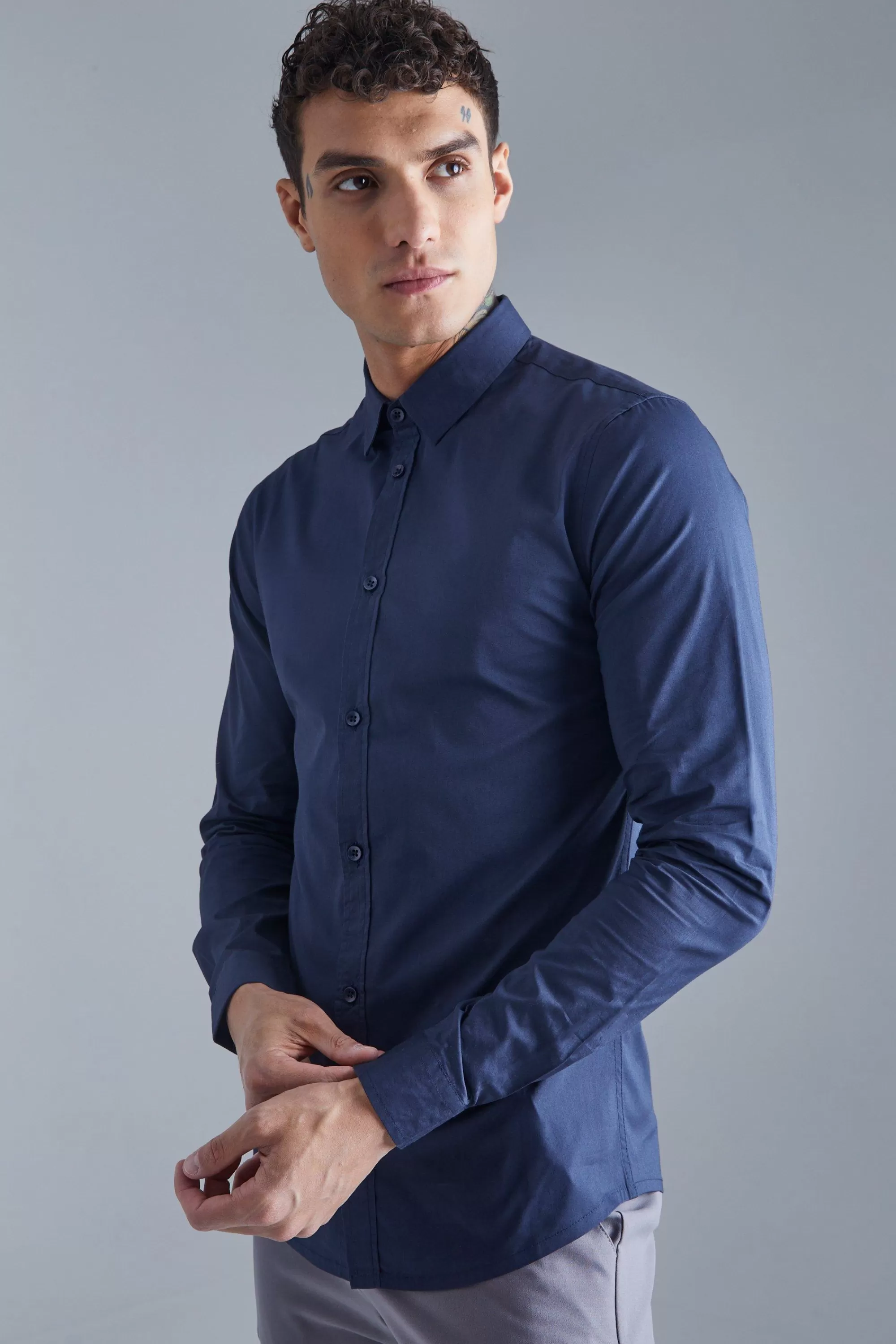boohooMAN Long Sleeve Slim Fit Shirt | UK