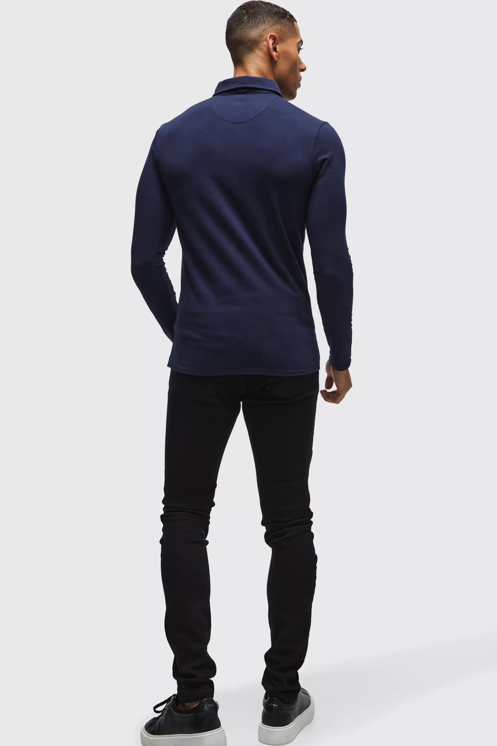 boohooMAN Long Sleeve Stretch Fit Jersey Shirt | UK