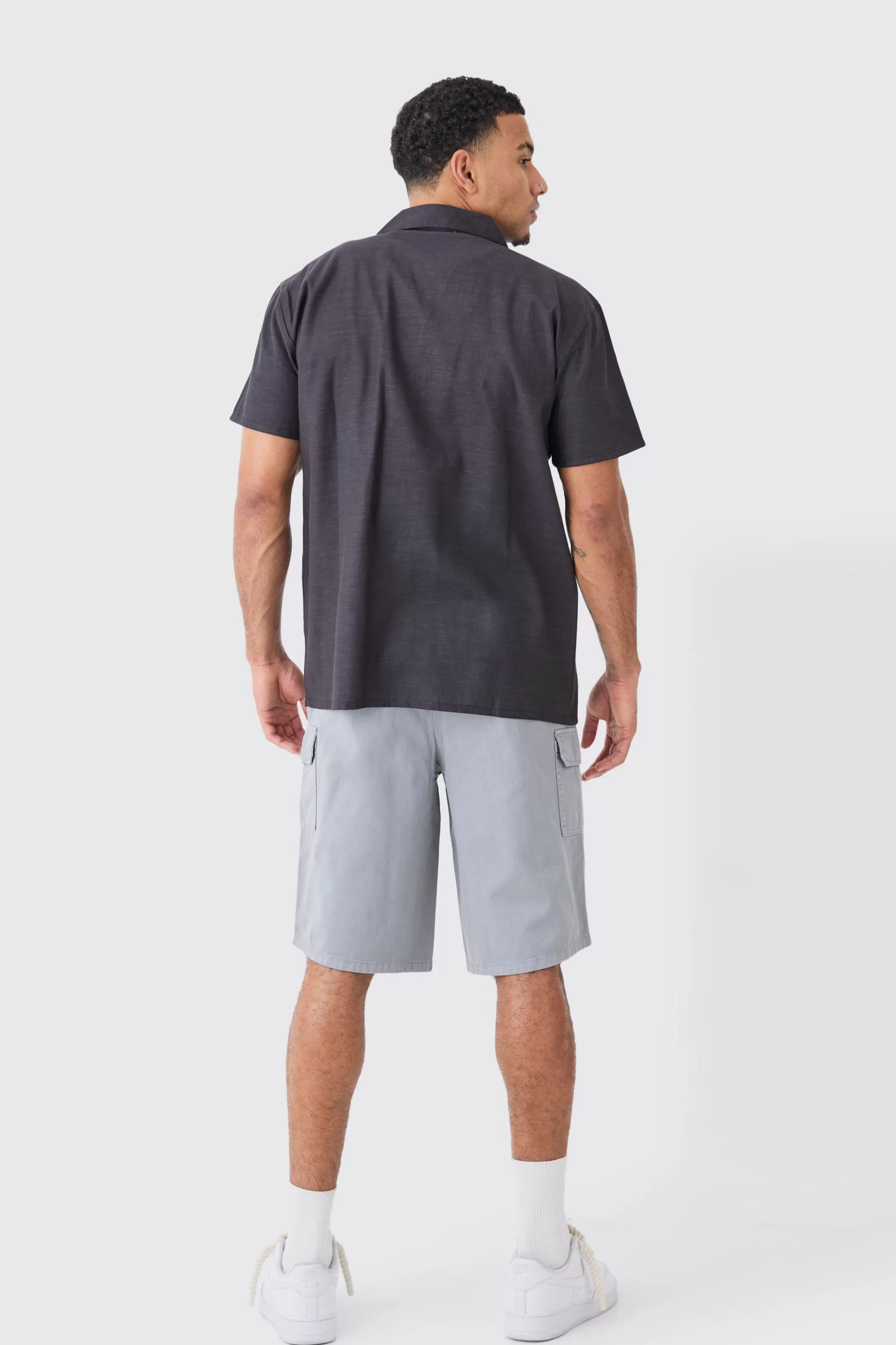 boohooMAN Longer Length Relaxed Fit Elasticated Waist Cargo Shorts | UK