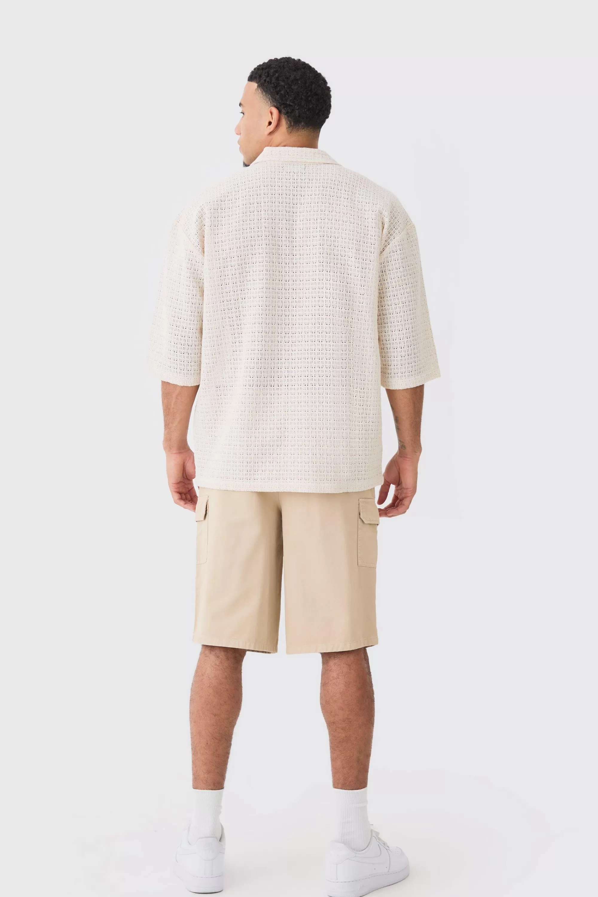 boohooMAN Longer Length Relaxed Fit Elasticated Waist Cargo Shorts | UK