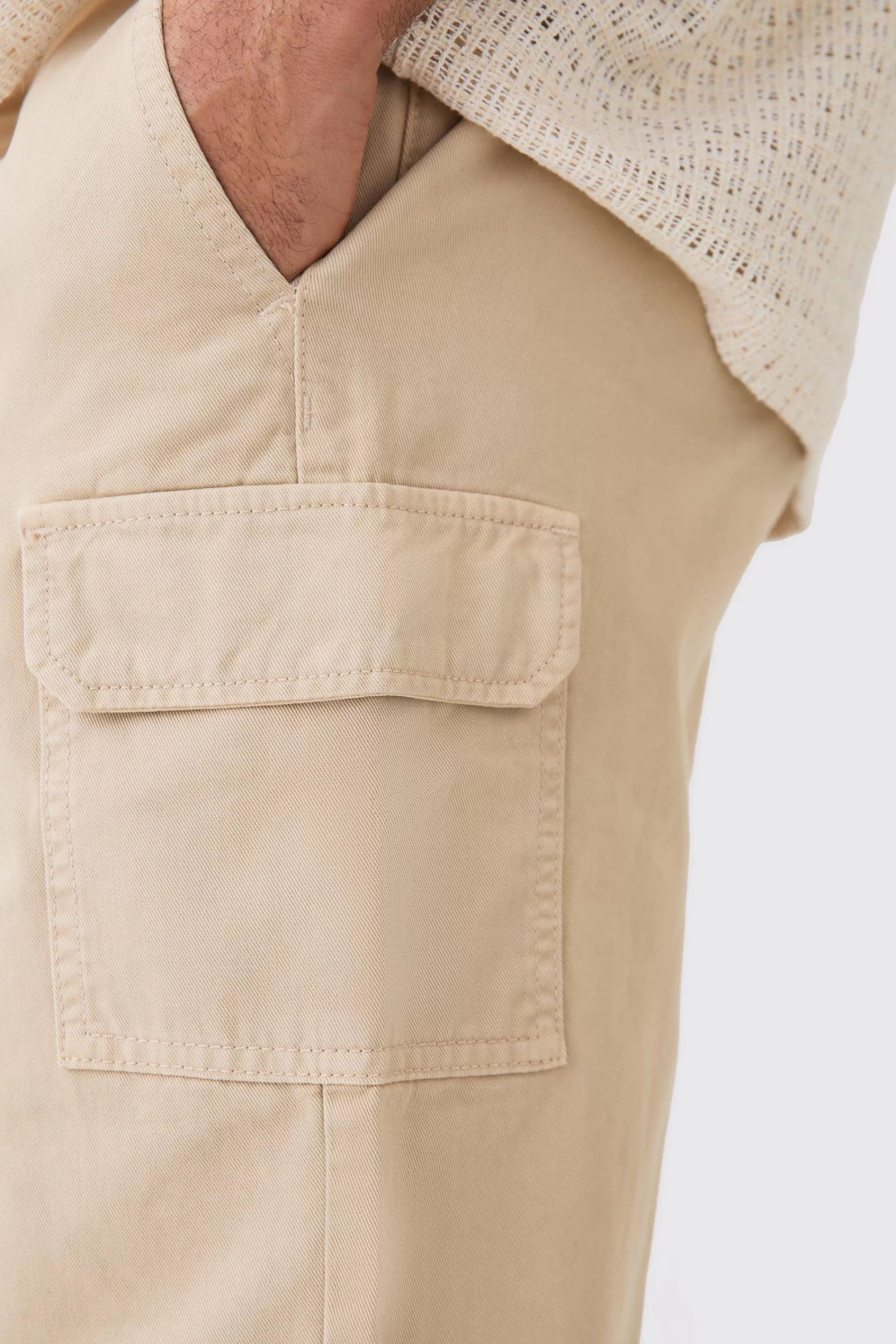 boohooMAN Longer Length Relaxed Fit Elasticated Waist Cargo Shorts | UK