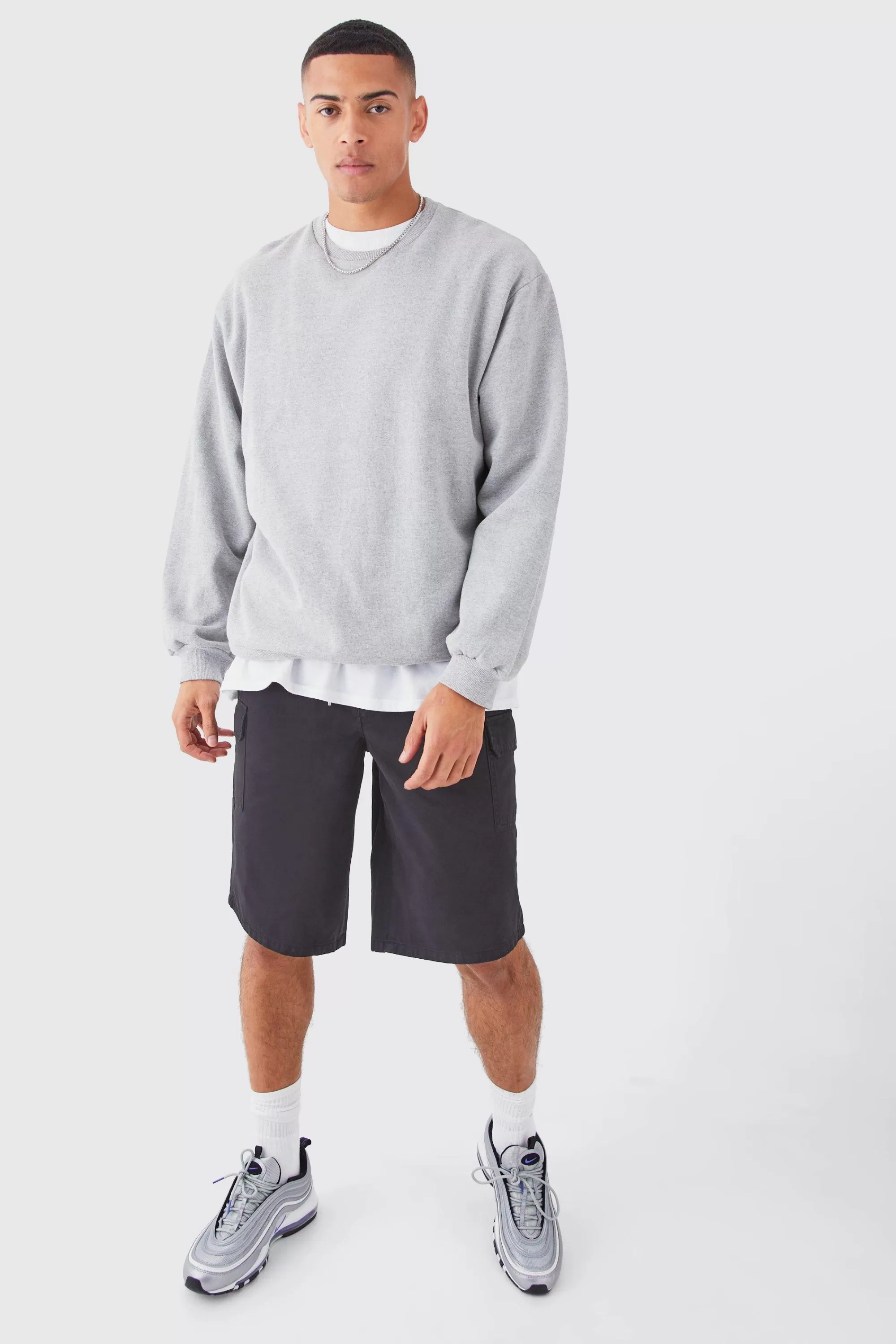 boohooMAN Longer Length Relaxed Fit Elasticated Waist Cargo Shorts | UK