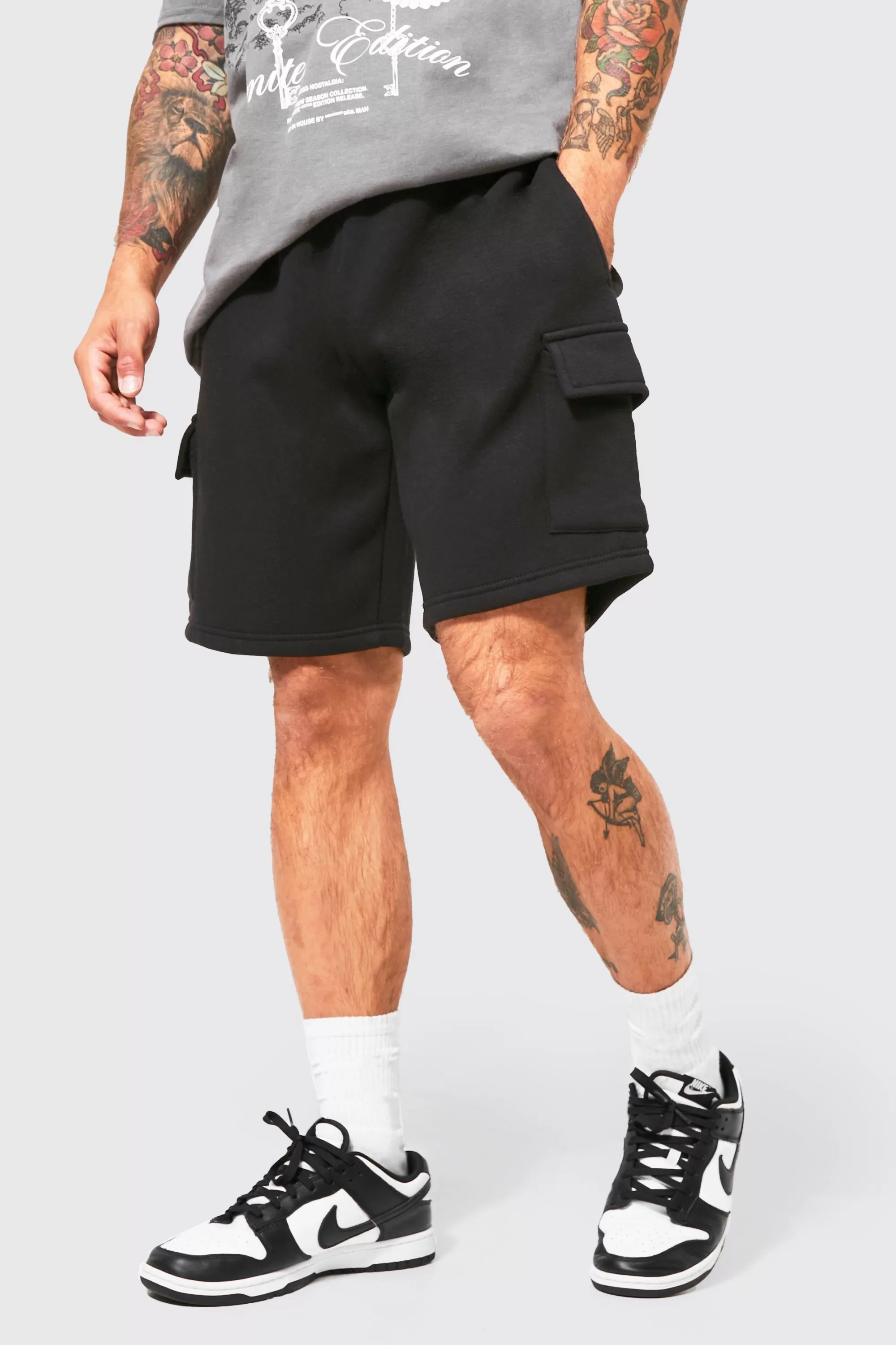 boohooMAN Loose Fit Cargo Jersey Short | UK