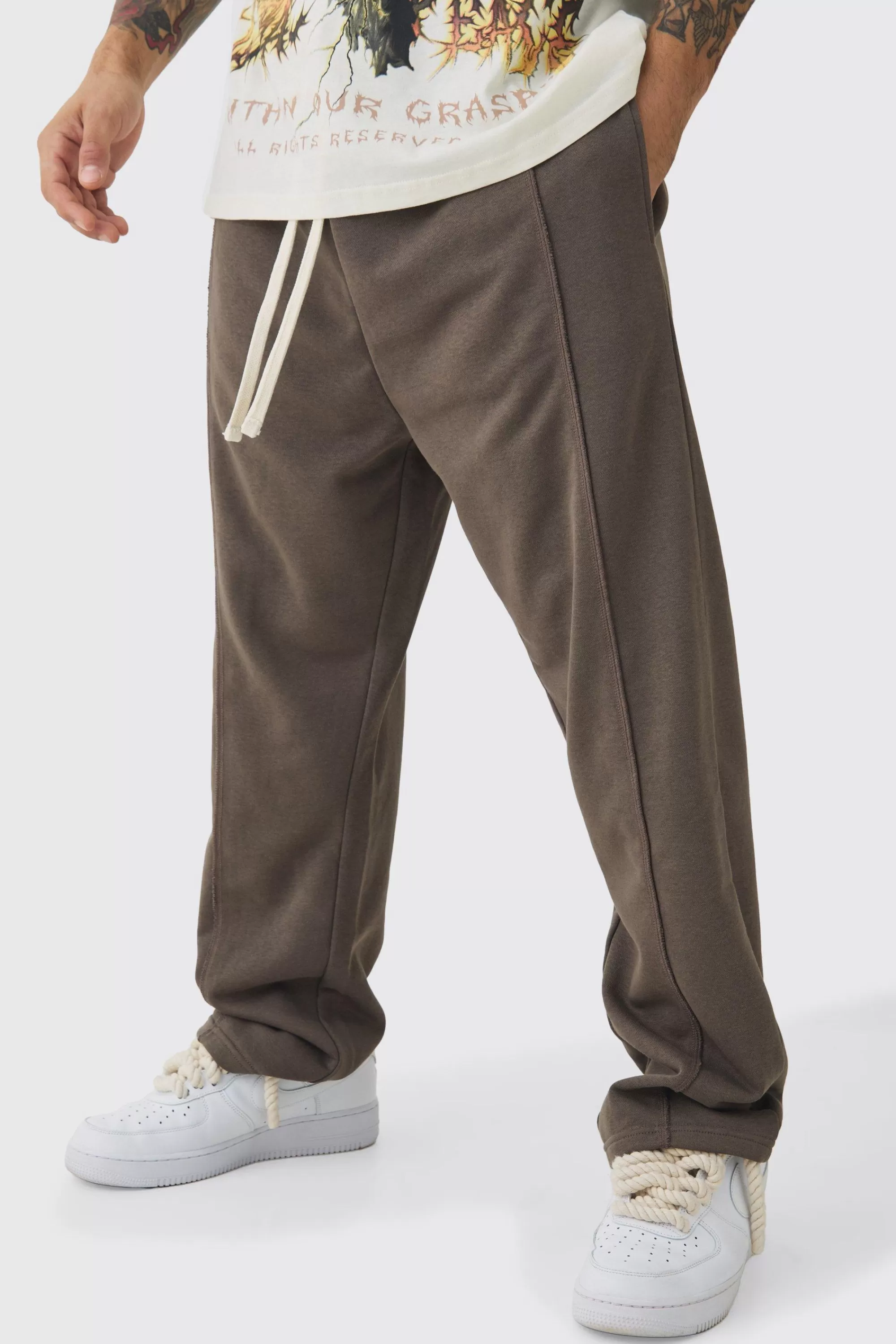 boohooMAN Loose Fit Drop Crotch Loopback Jogger | UK