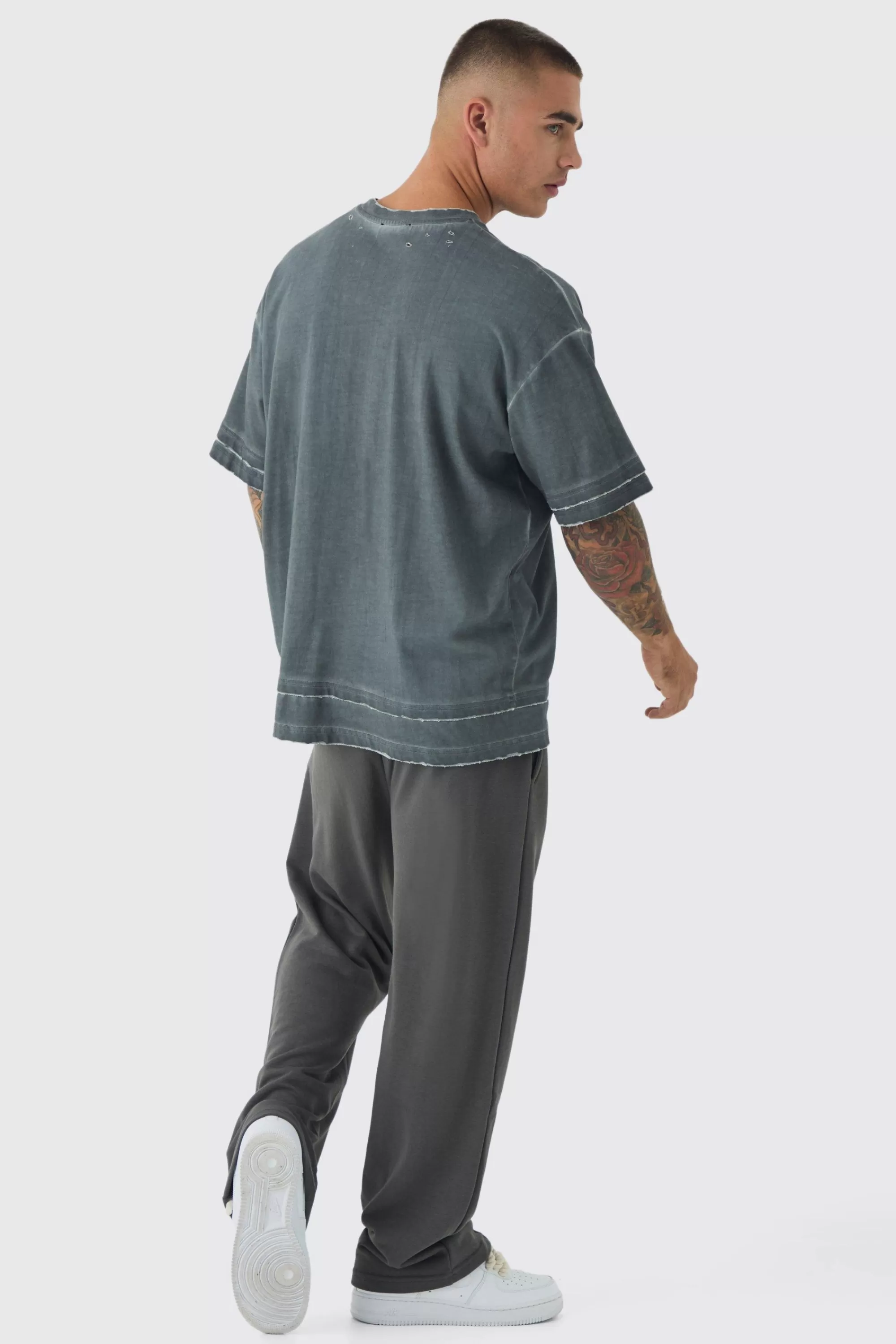boohooMAN Loose Fit Drop Crotch Loopback Jogger | UK