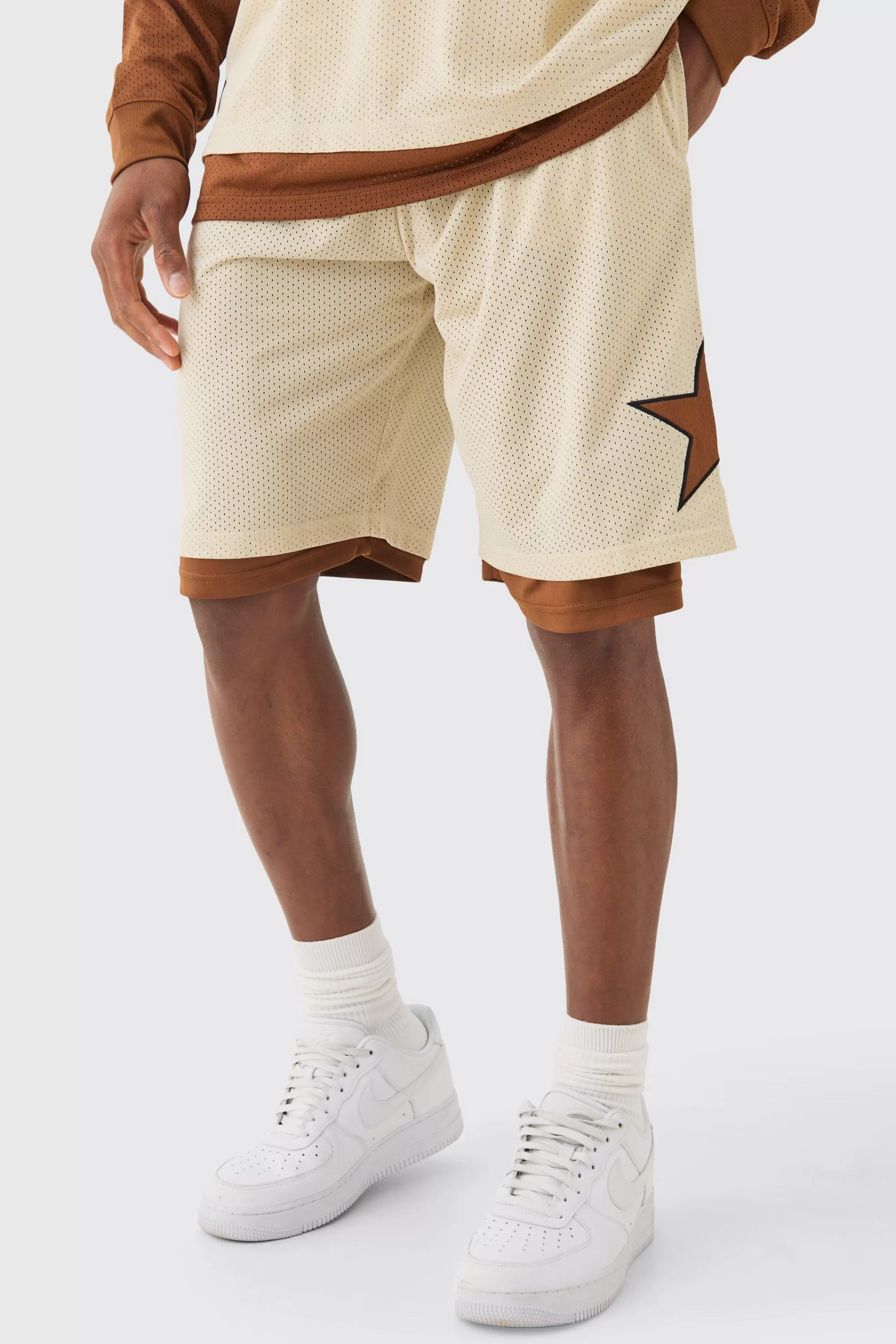 boohooMAN Loose Fit Layered Basketball Short | UK