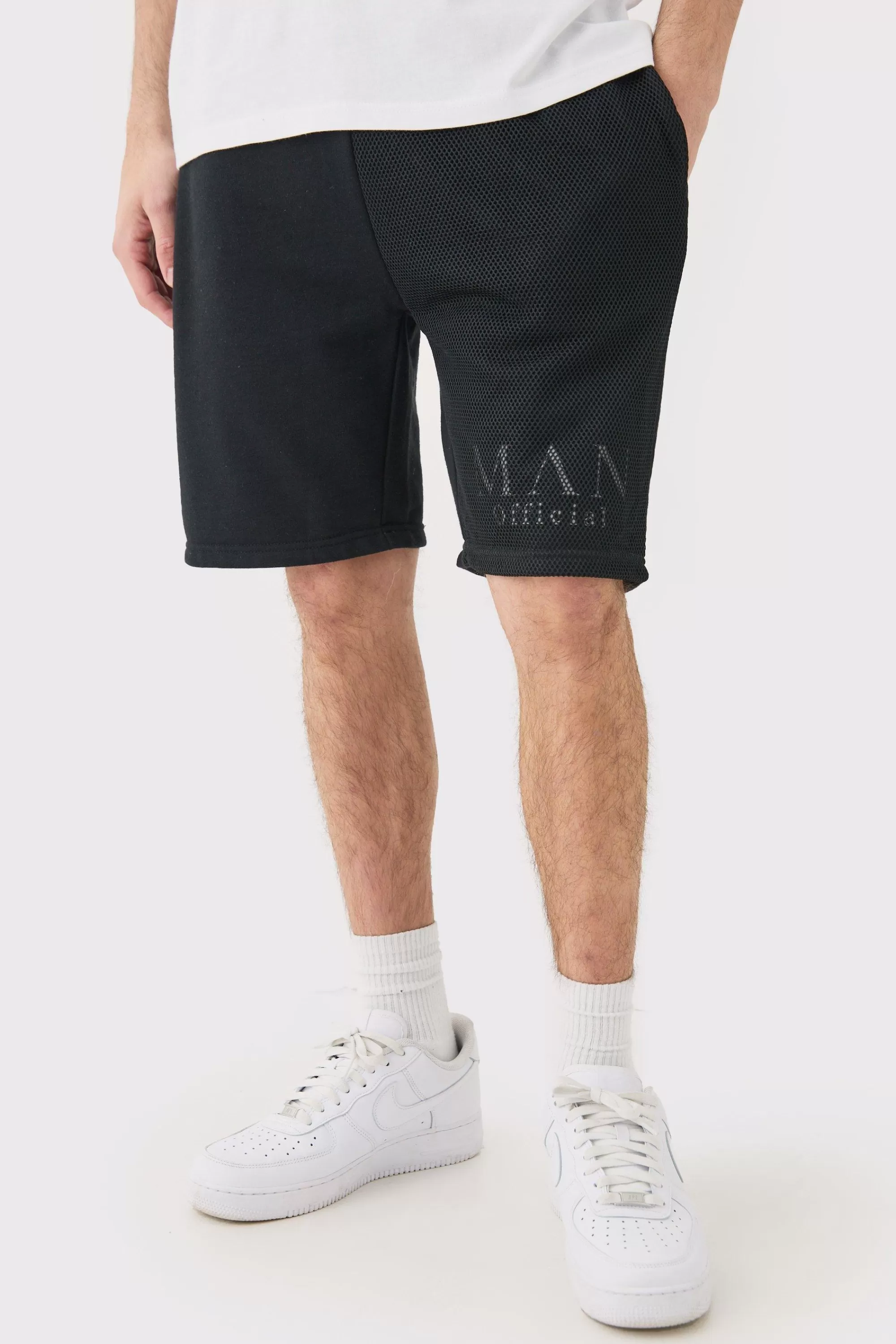 boohooMAN Loose Fit Man Official Splice Mesh Short | UK