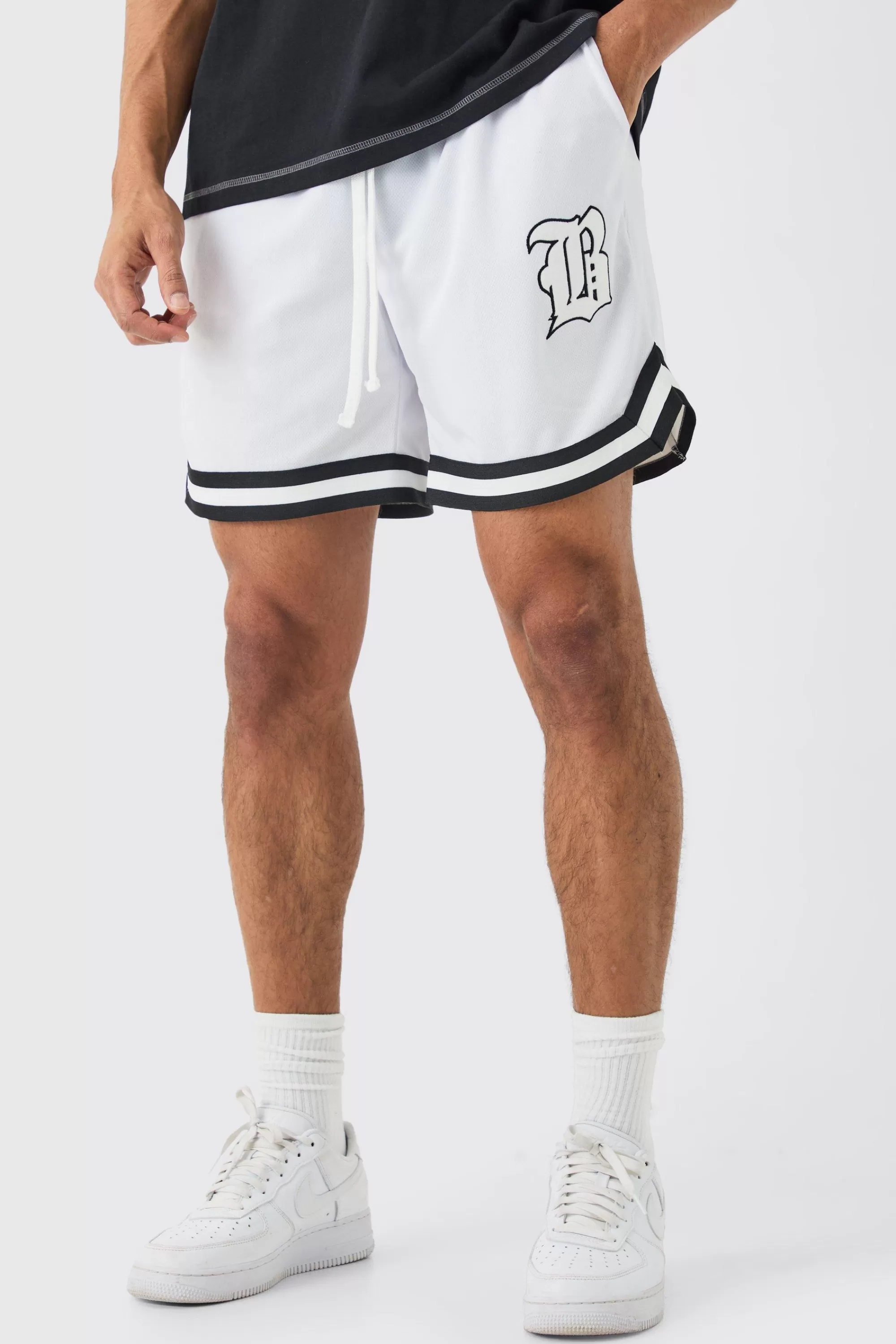 boohooMAN Loose Fit Mesh Short Length Basketball Short | UK