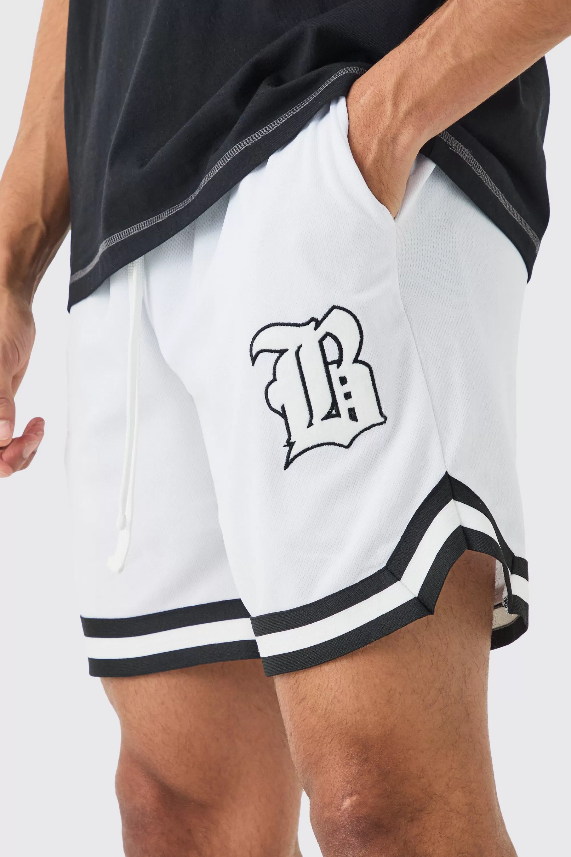 boohooMAN Loose Fit Mesh Short Length Basketball Short | UK