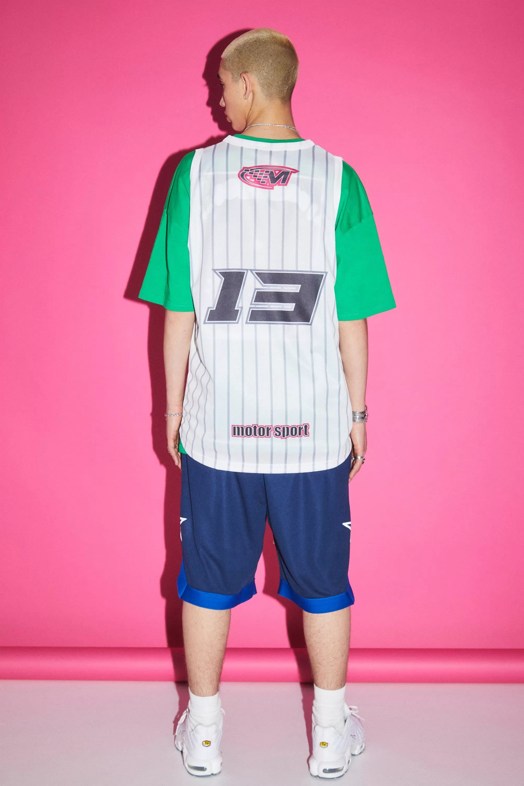 boohooMAN Loose Fit Mid Length Mesh Star Basketball Short | UK