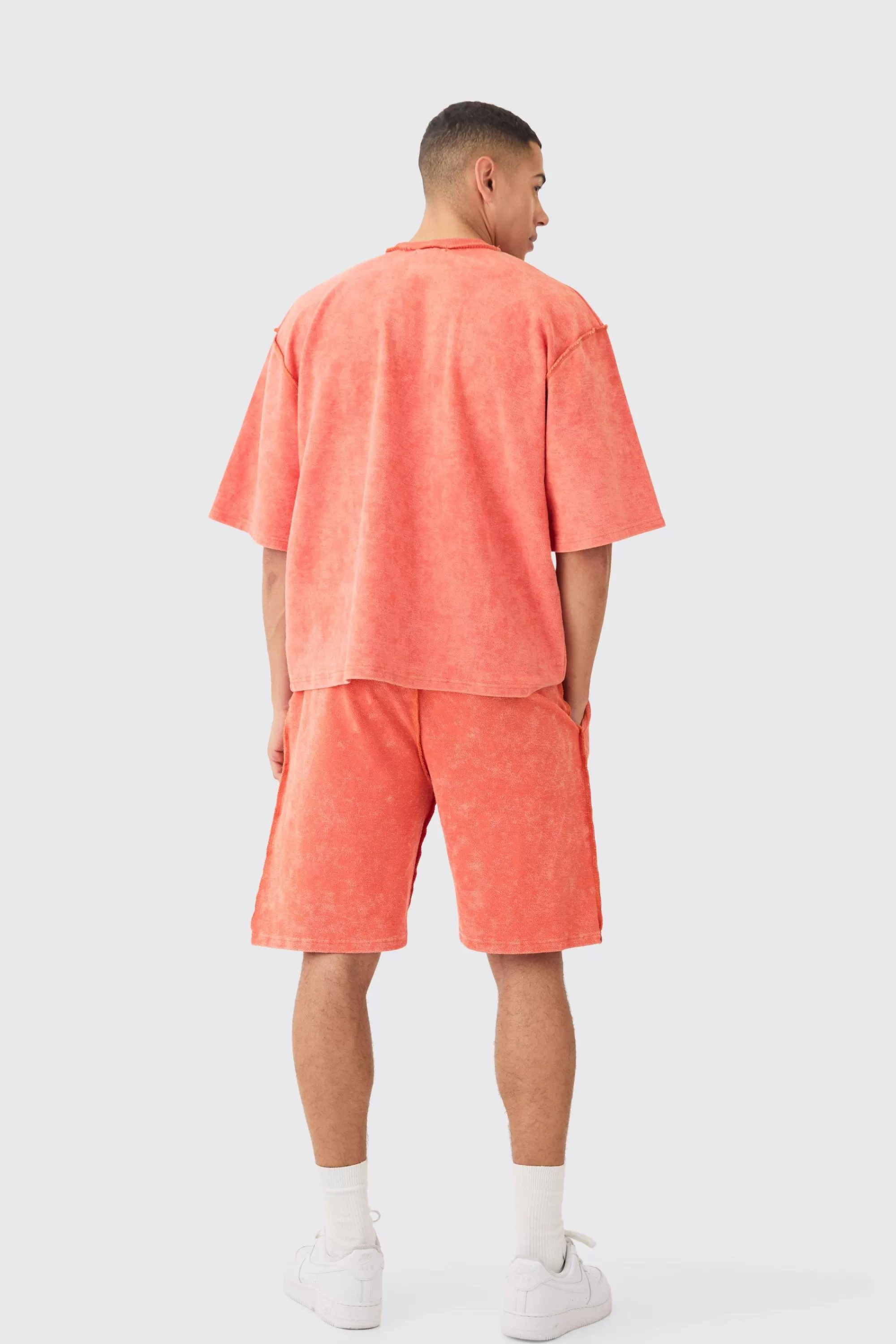 boohooMAN Loose Fit Reverse Loopback Printed Shorts | UK