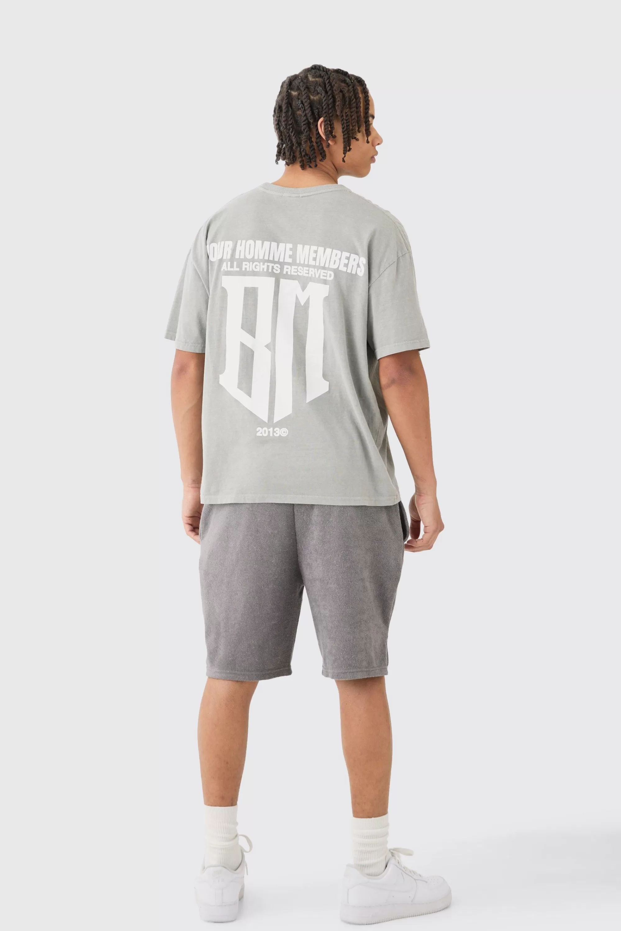 boohooMAN Loose Fit Split Hem Towelling Short | UK