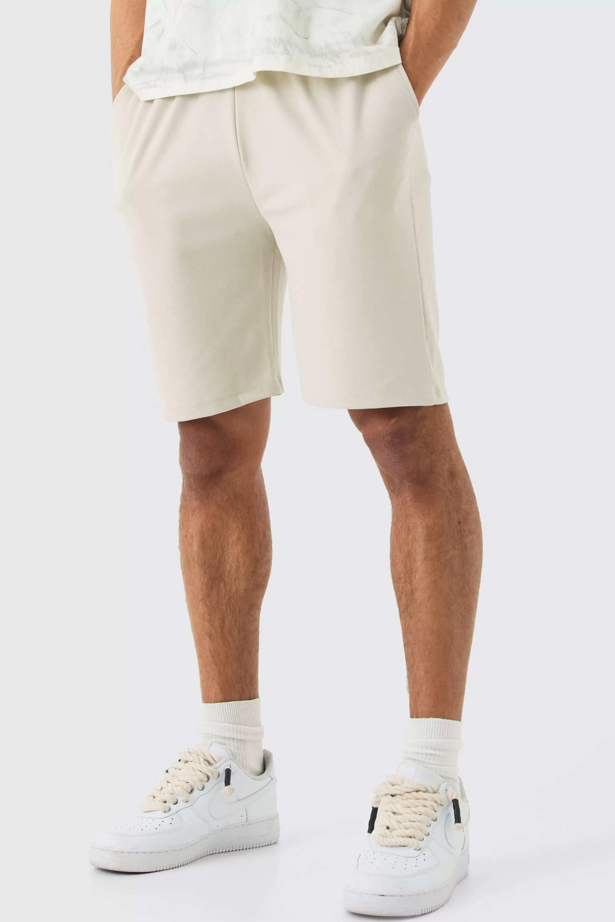 boohooMAN Loose Mid Length Premium Super Heavyweight Shorts | UK