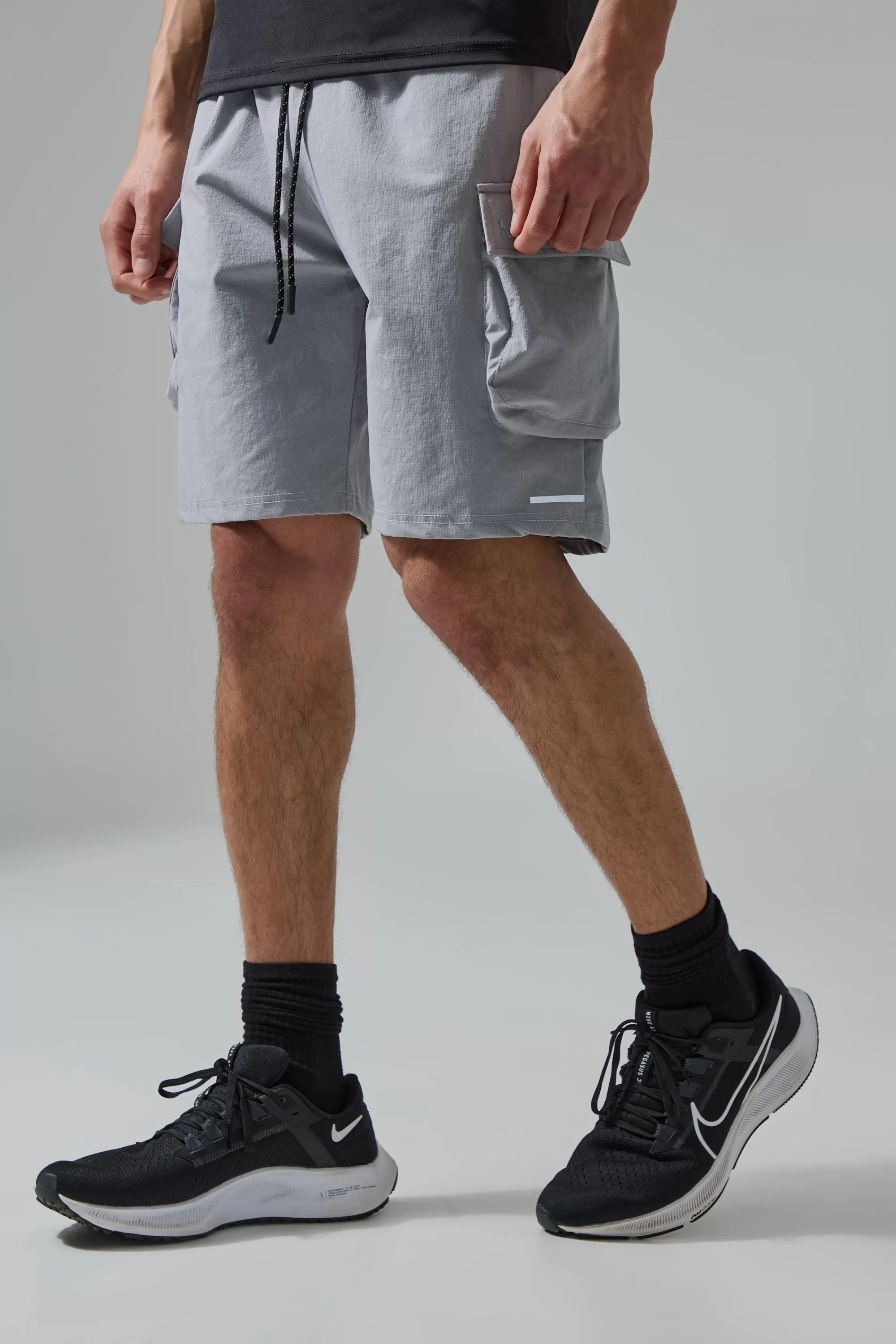 boohooMAN Man Active 5inch Oversized Reflective Cargo Short | UK