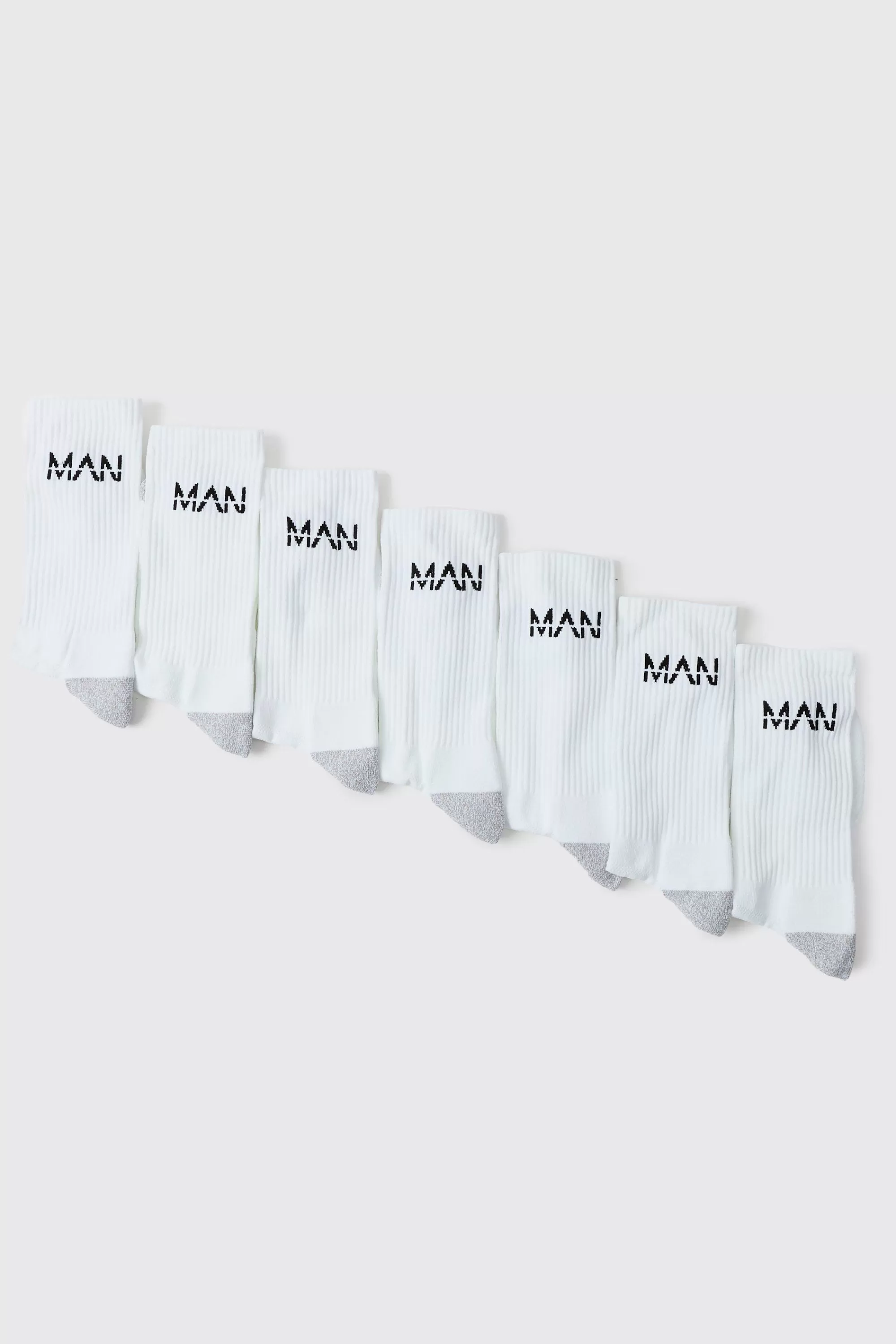 boohooMAN Man Active Cushioned Training Crew 7 Pack Socks | UK