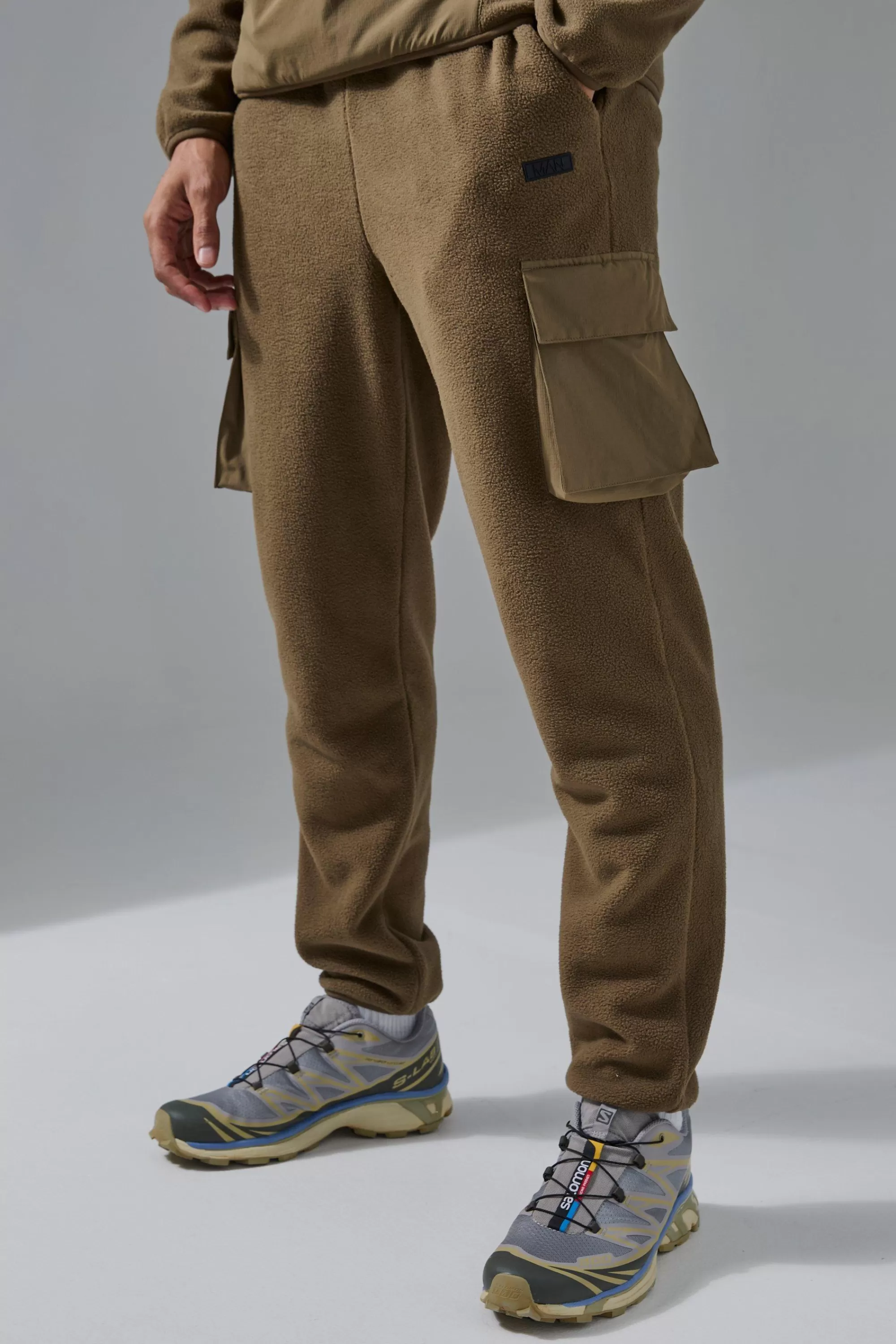 boohooMAN Man Active Fleece Cargo Jogger | UK