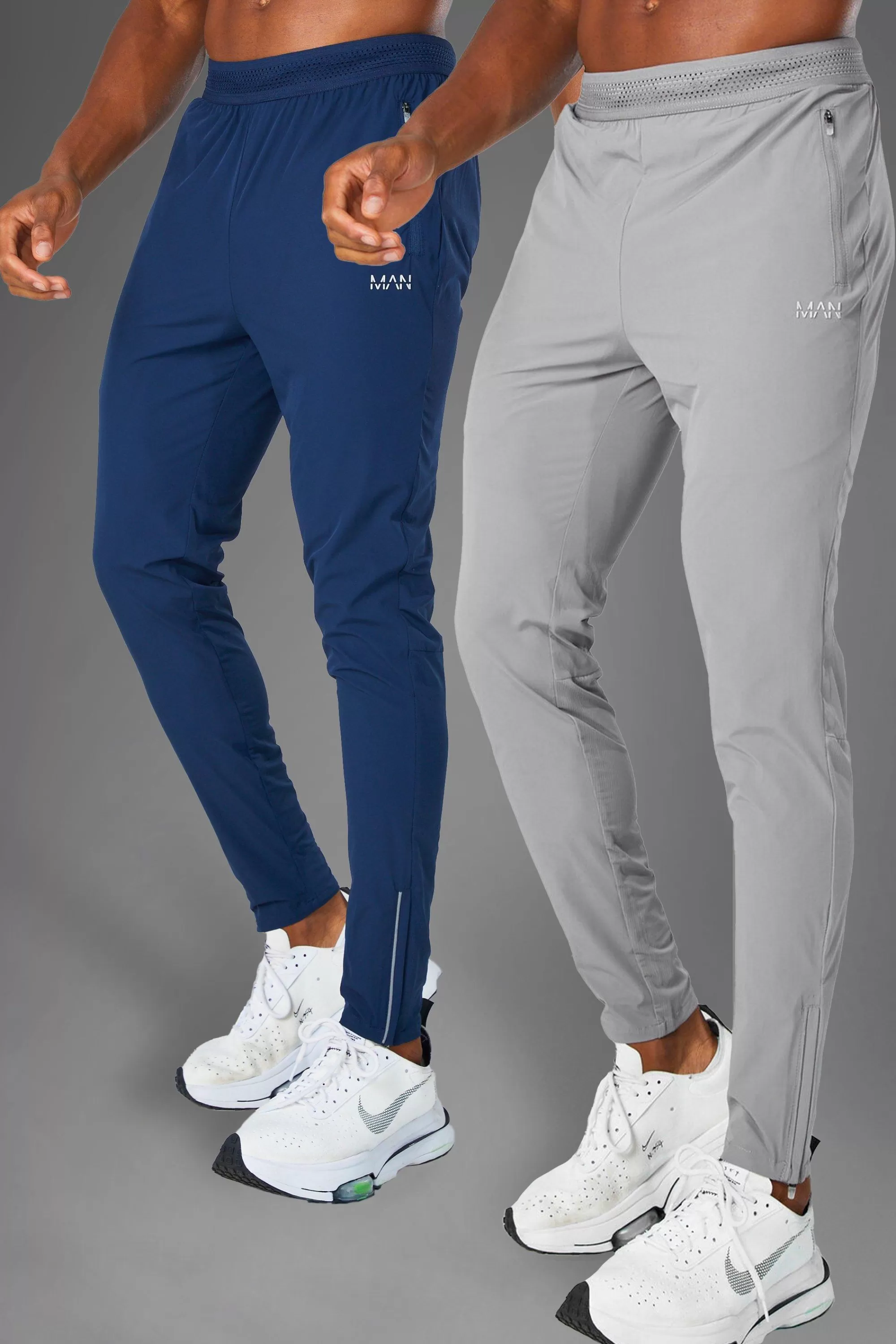 boohooMAN Man Active Gym 2 Pack Lightweight Tapered Jogger | UK