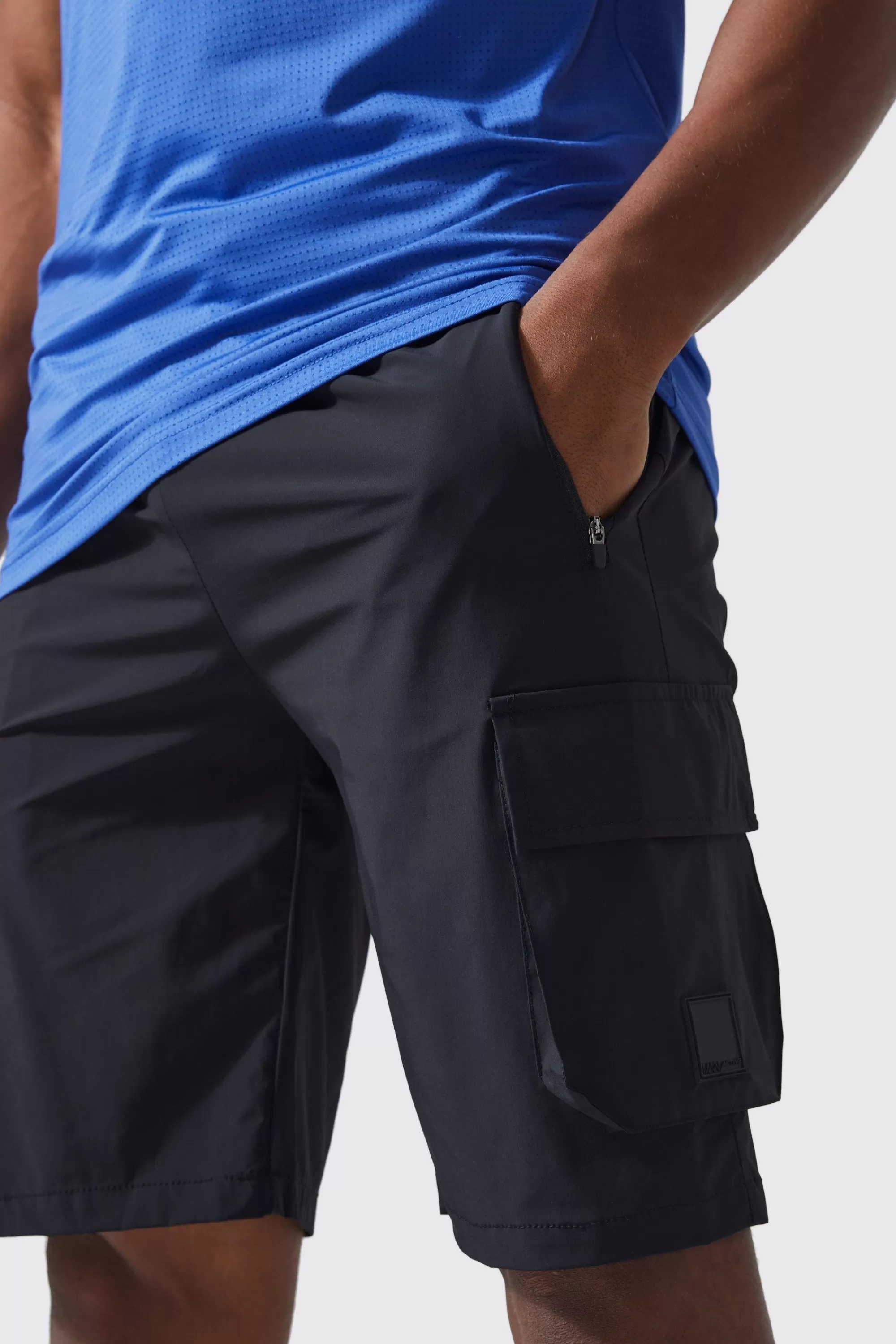 boohooMAN Man Active Gym 5inch Regular Fit Cargo Pocket Training Shorts | UK