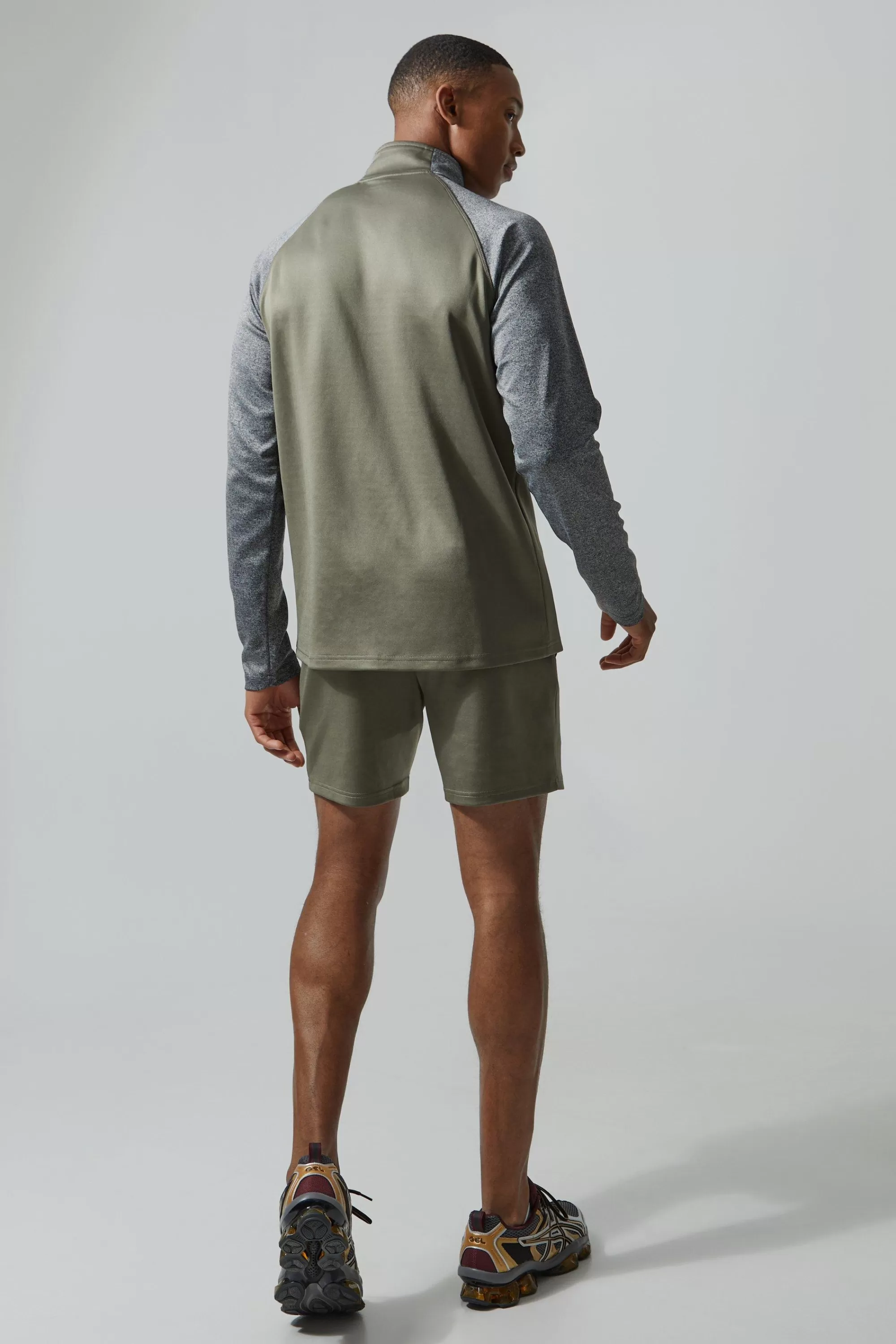 boohooMAN Man Active Gym Funnel Neck Short Set | UK