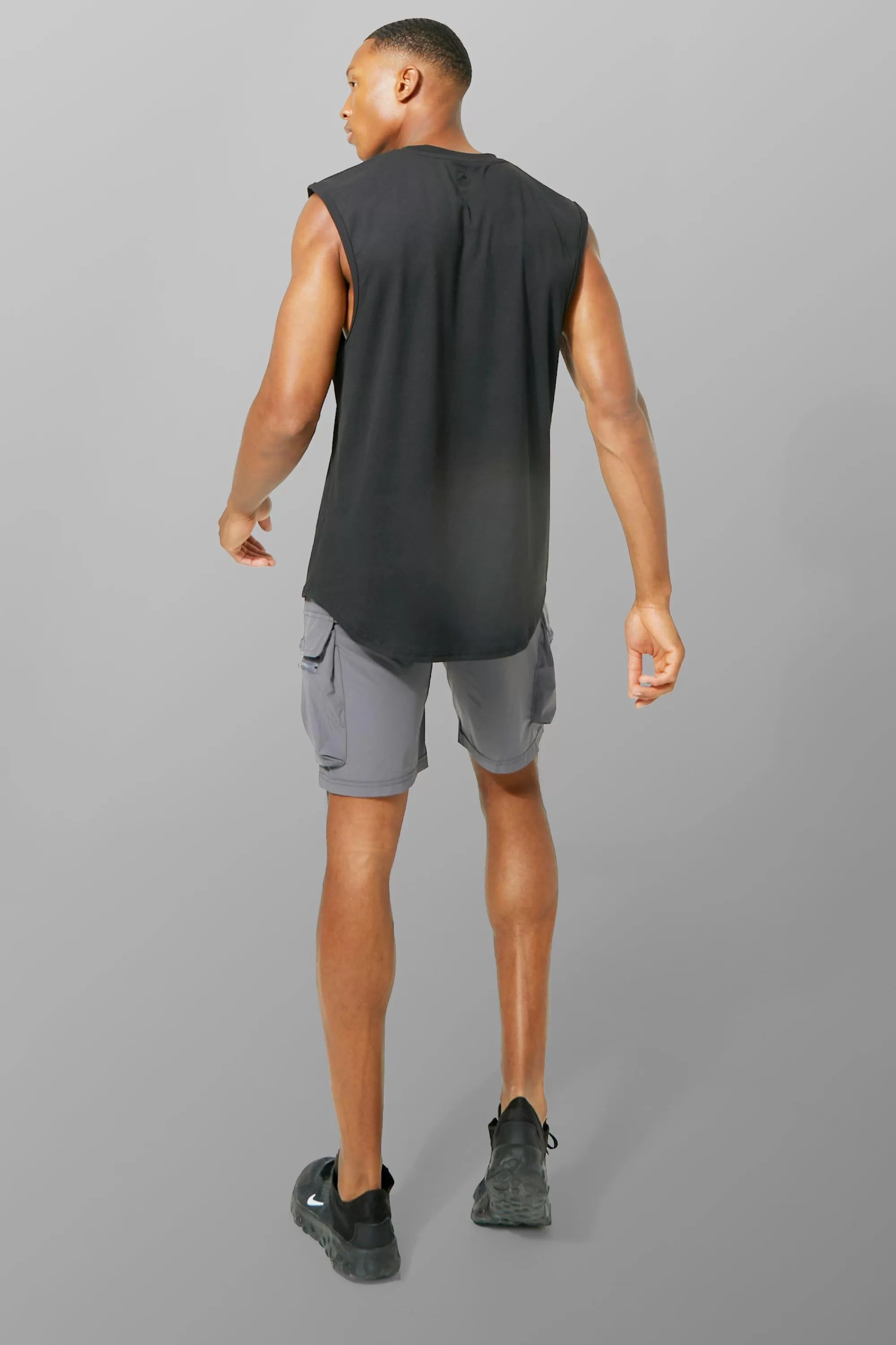 boohooMAN Man Active Lightweight 5inch Slim Cargo Shorts | UK