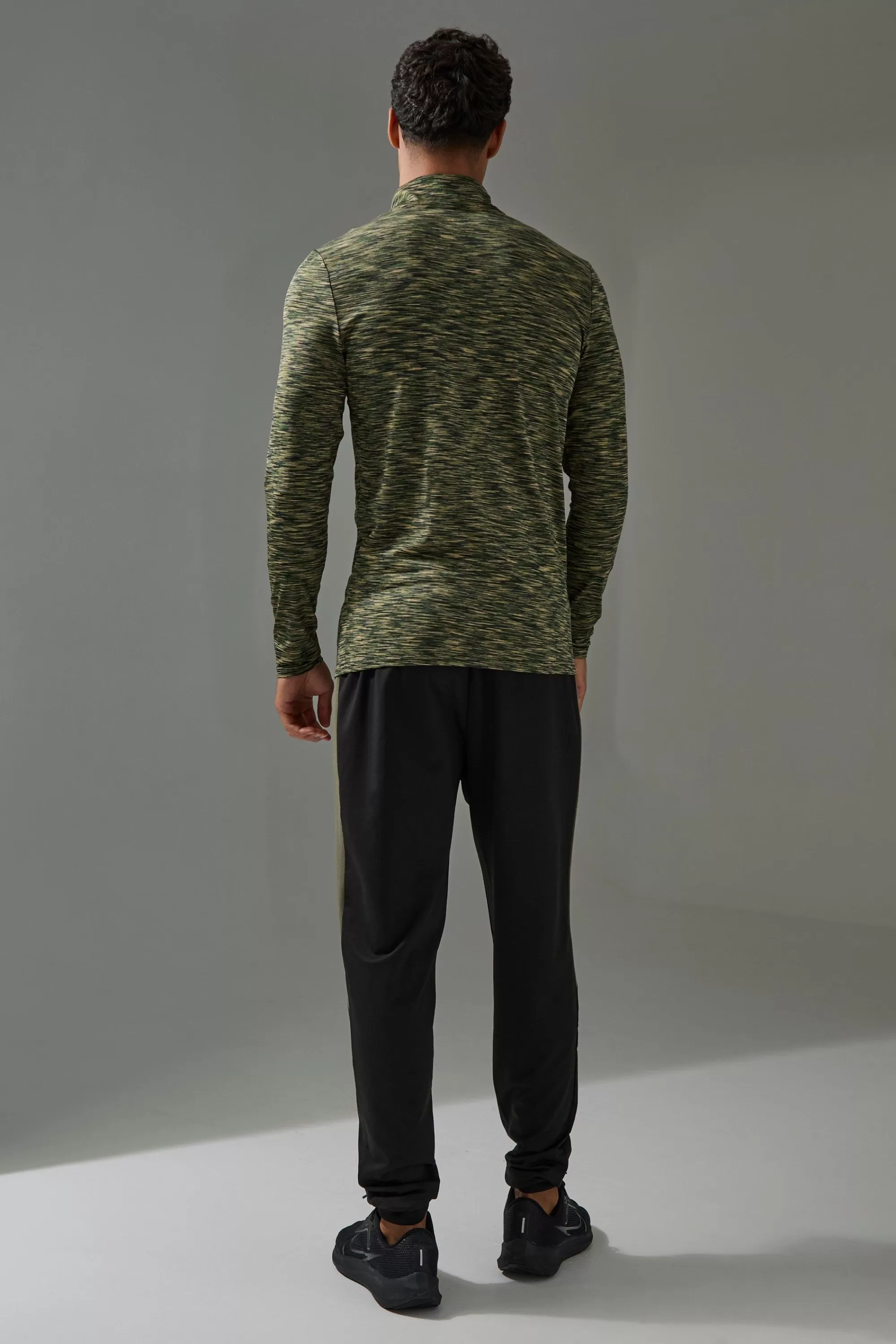 boohooMAN Man Active Lightweight Space Dye Marl 1/4 Zip Top | UK