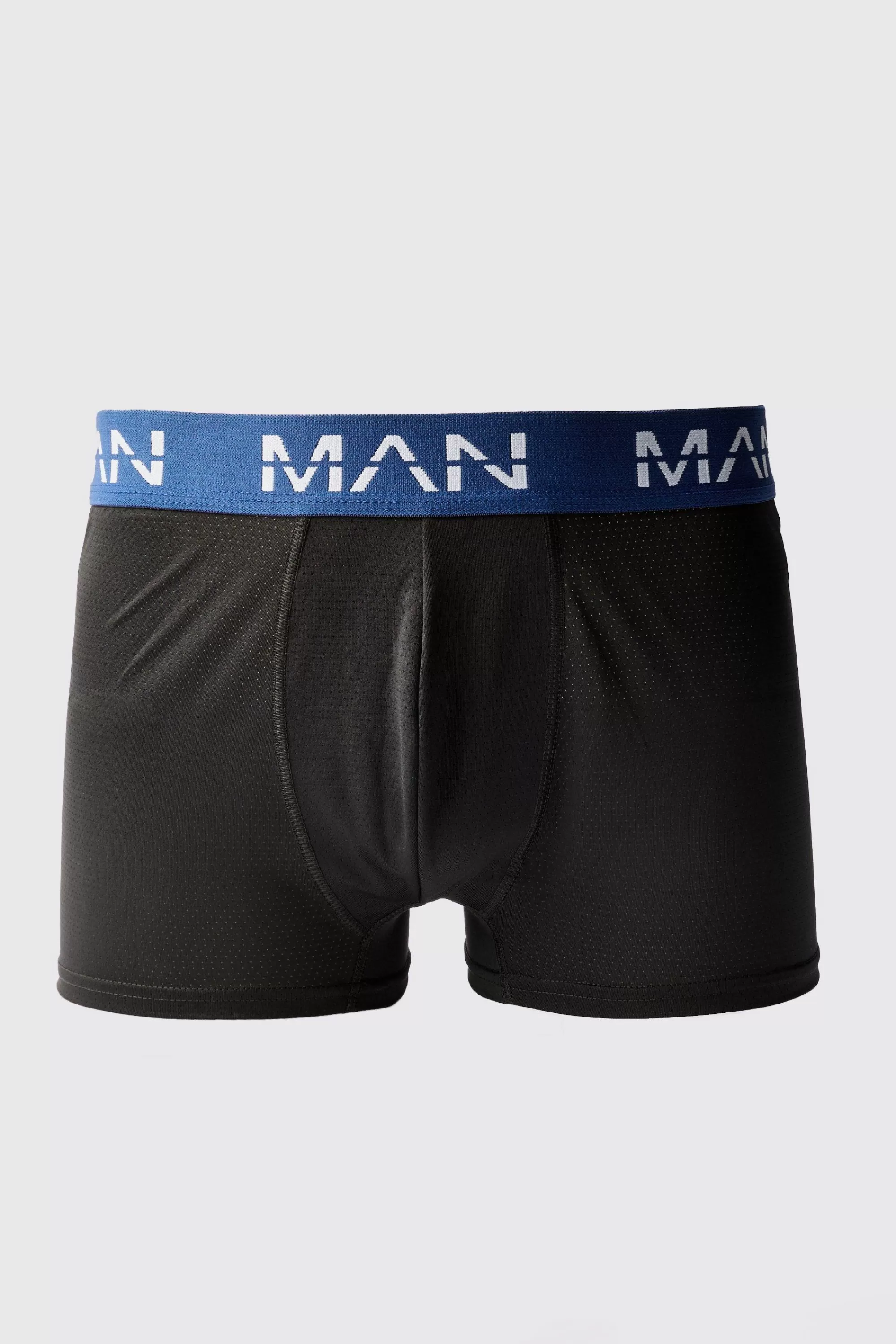 boohooMAN Man Active Performance 3 Pack Boxer Coloured Waistband | UK