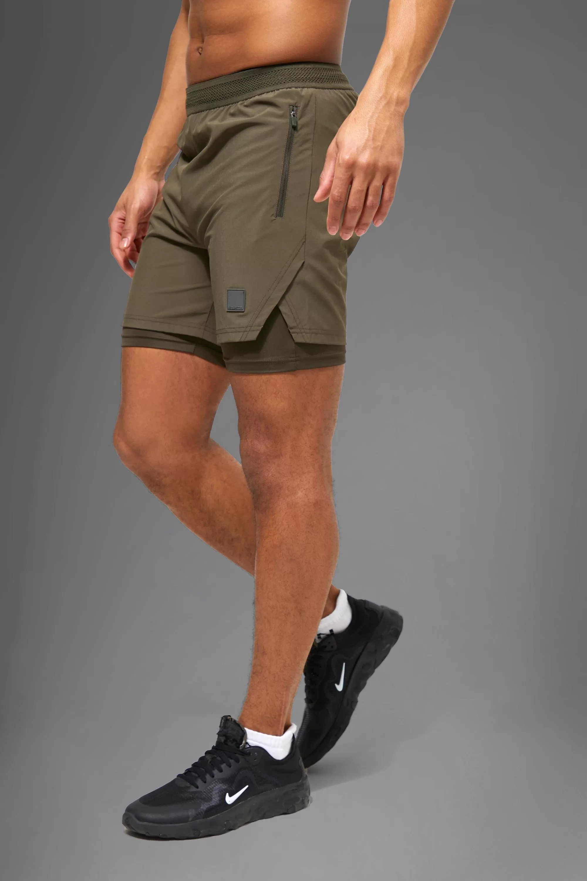 boohooMAN Man Active Performance Regular Fit 5inch 2-in-1 Shorts | UK