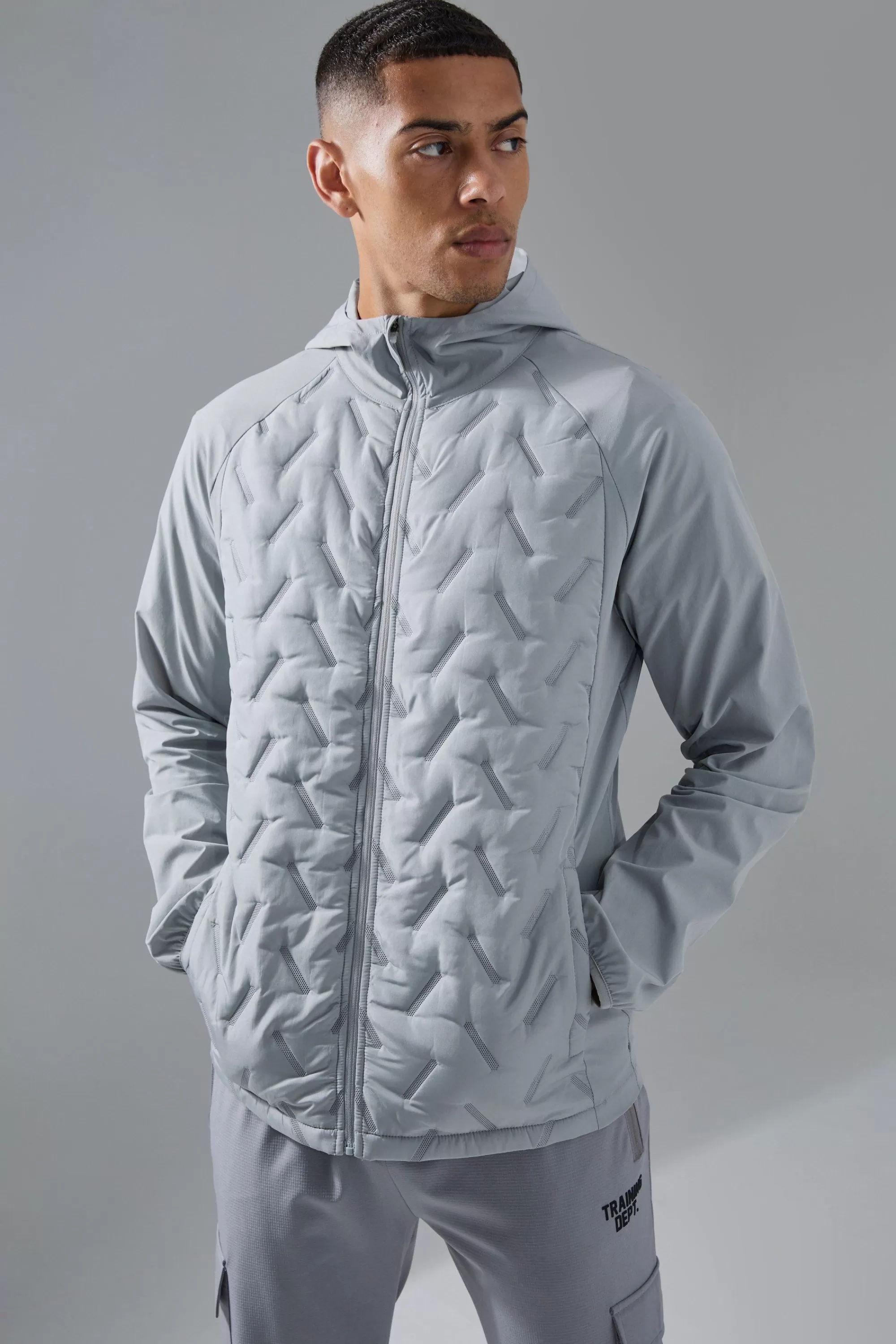 boohooMAN Man Active Quilted Hooded Jacket | UK