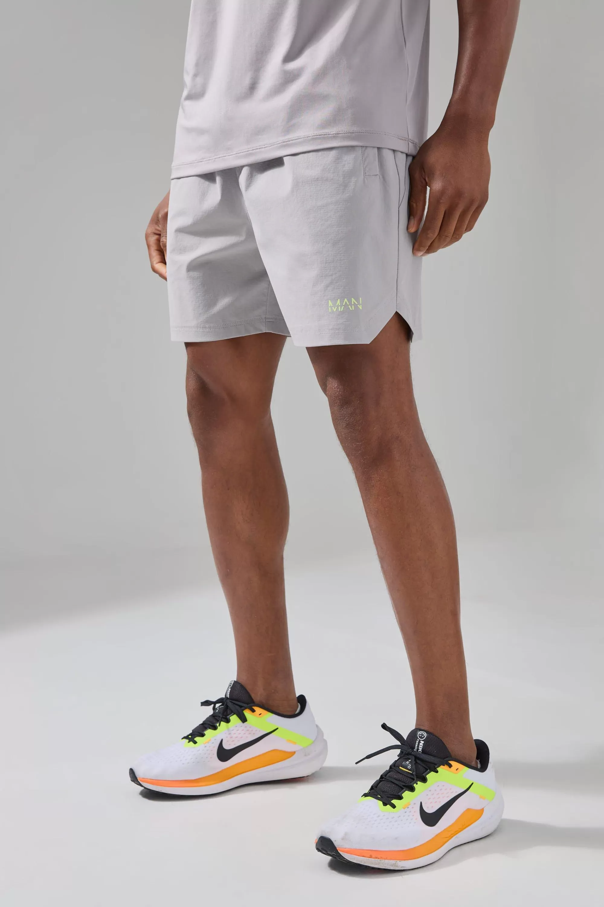 boohooMAN Man Active Ripstop Neon Logo Regular Fit 5inch Short | UK