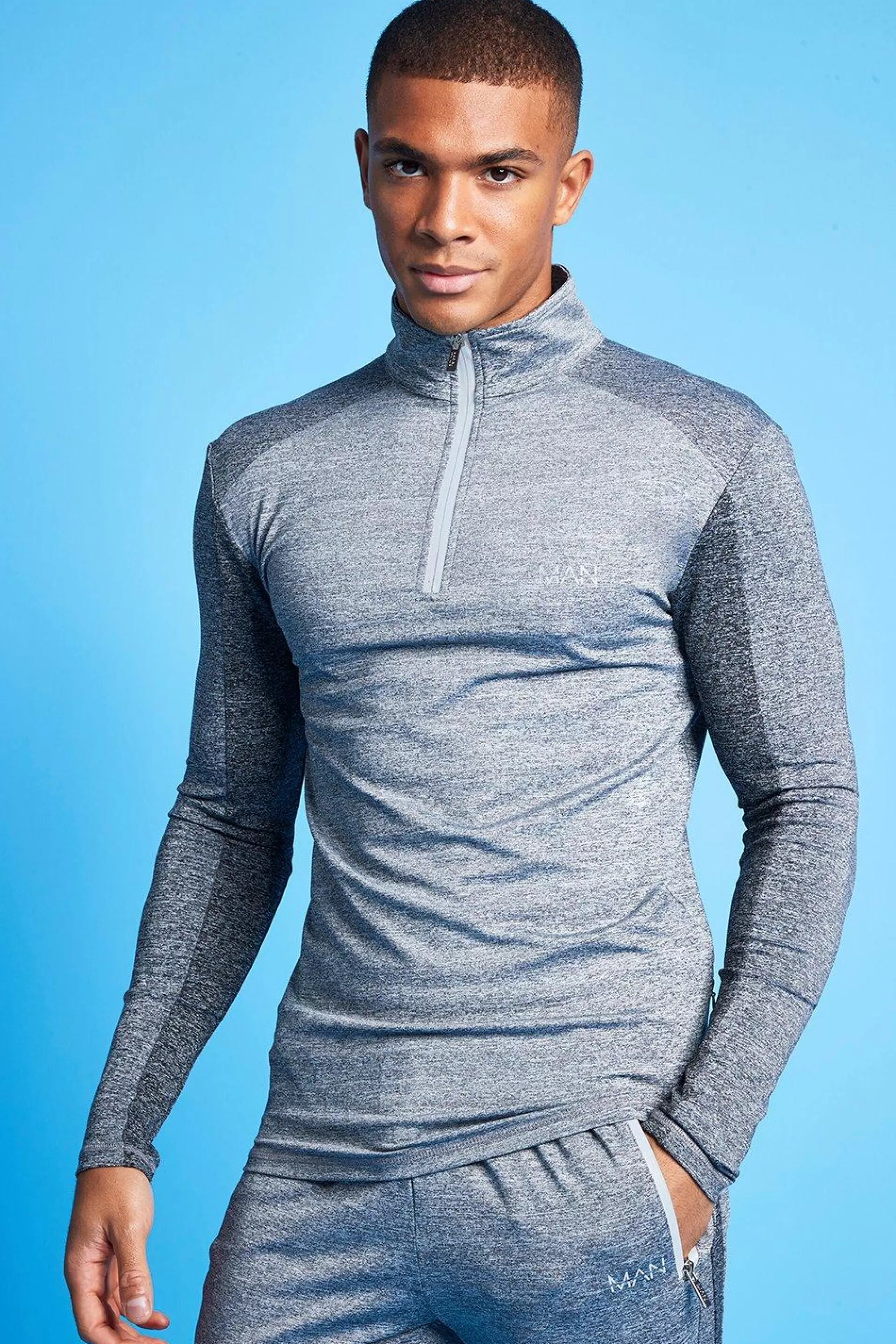 boohooMAN Man Active Tonal 1/4 Zip Tracksuit | UK