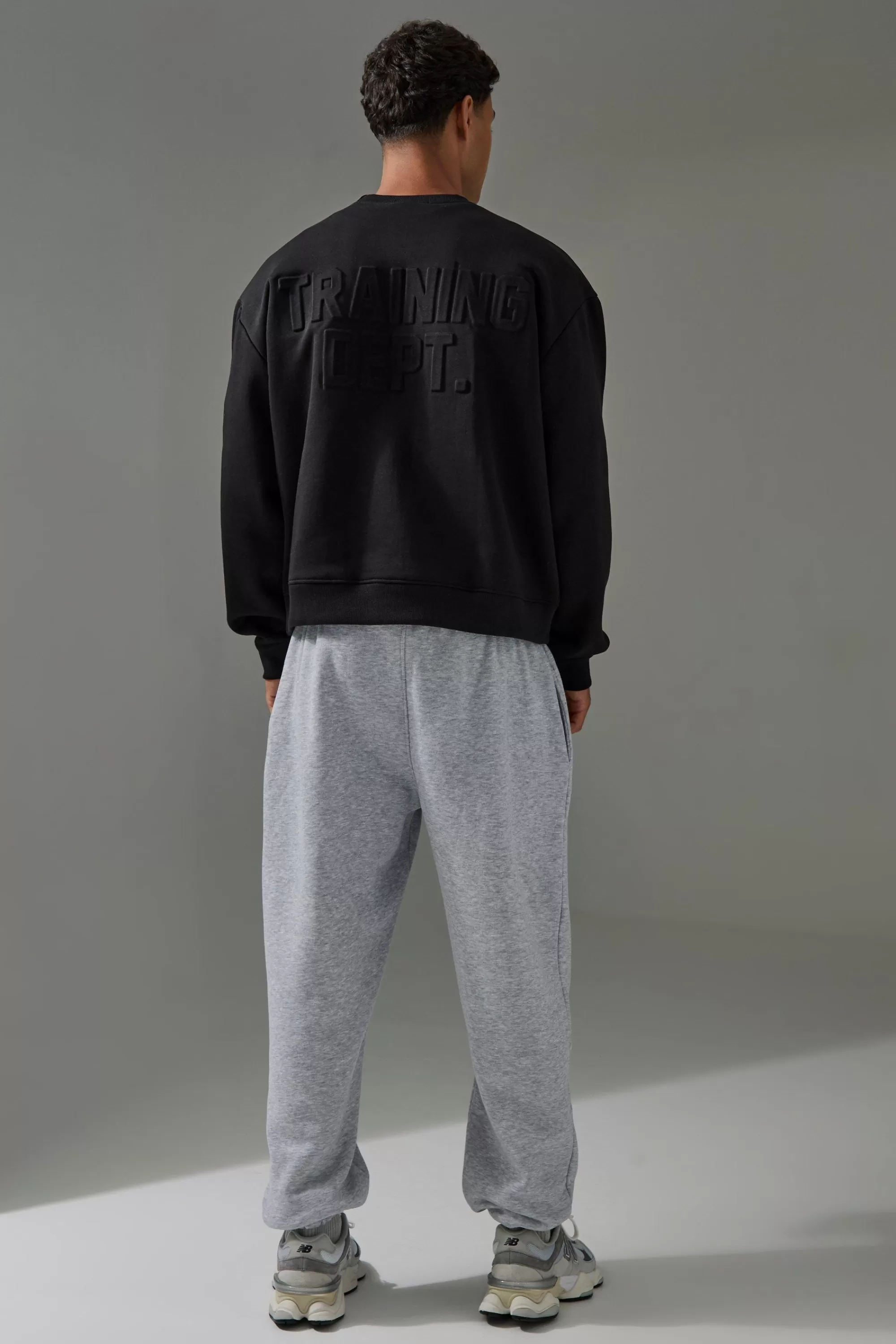 boohooMAN Man Active Training Dept Boxy Embossed Sweatshirt | UK