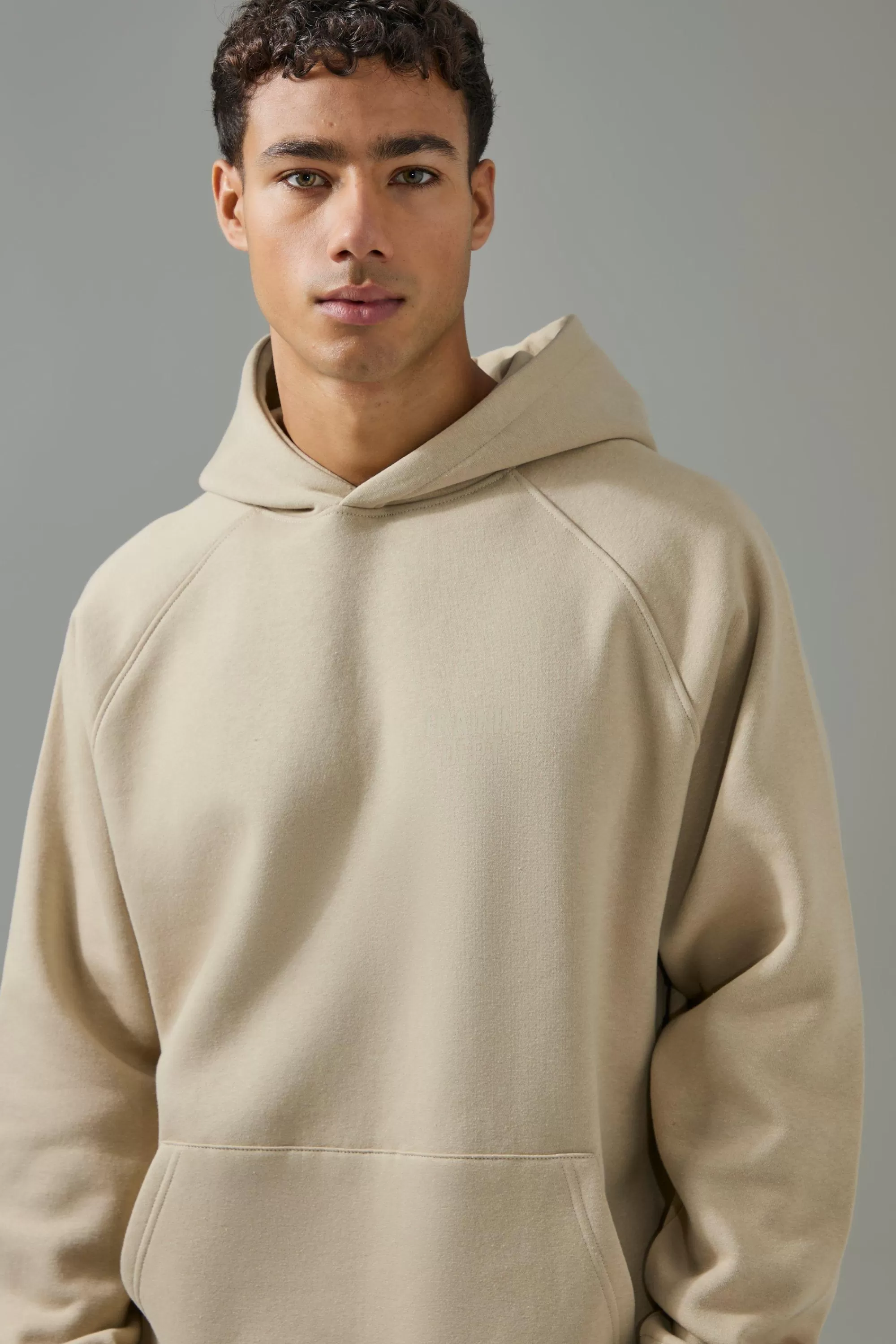 boohooMAN Man Active Training Dept Embossed Oversized Hoodie | UK