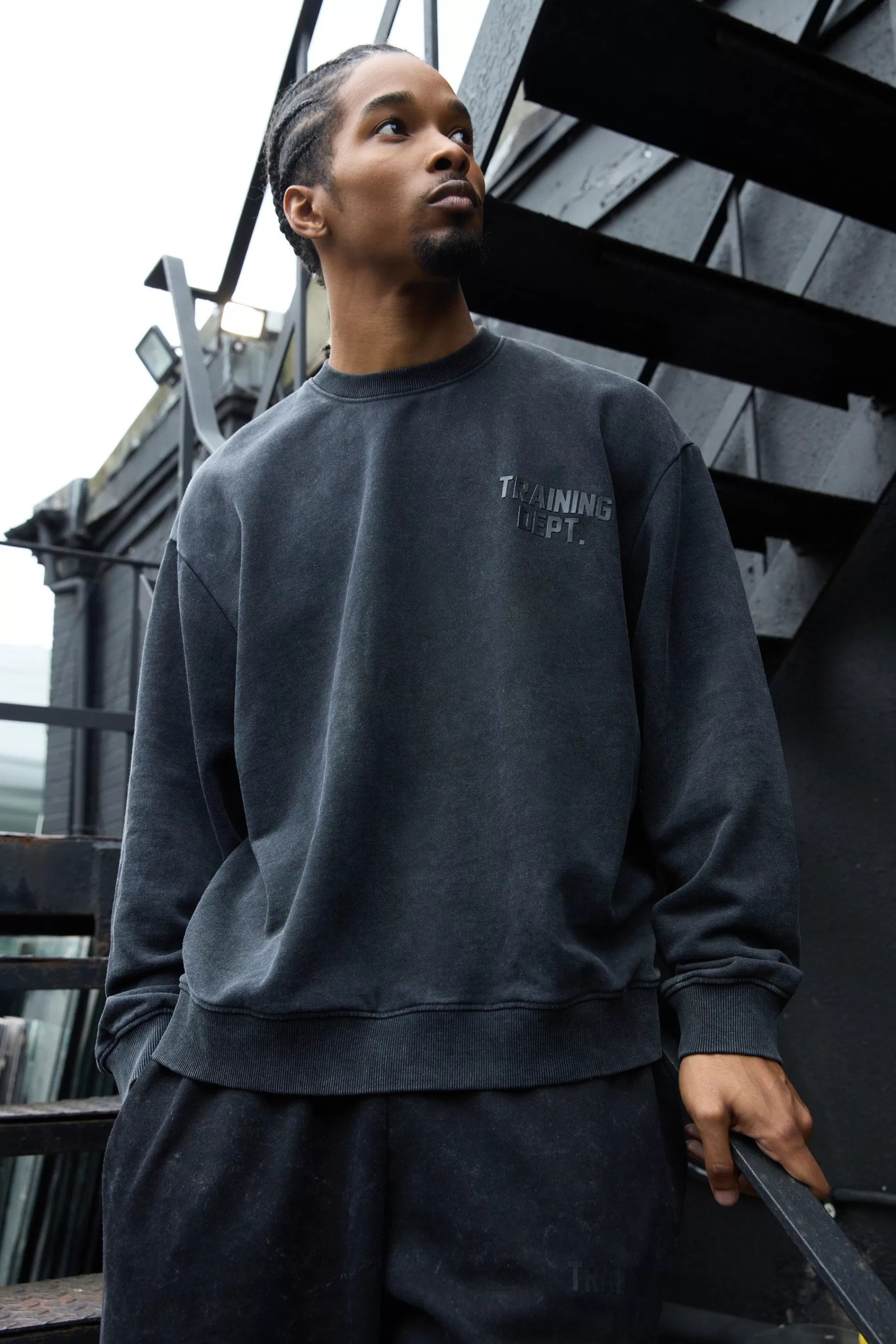 boohooMAN Man Active Training Dept Washed Boxy Sweatshirt | UK