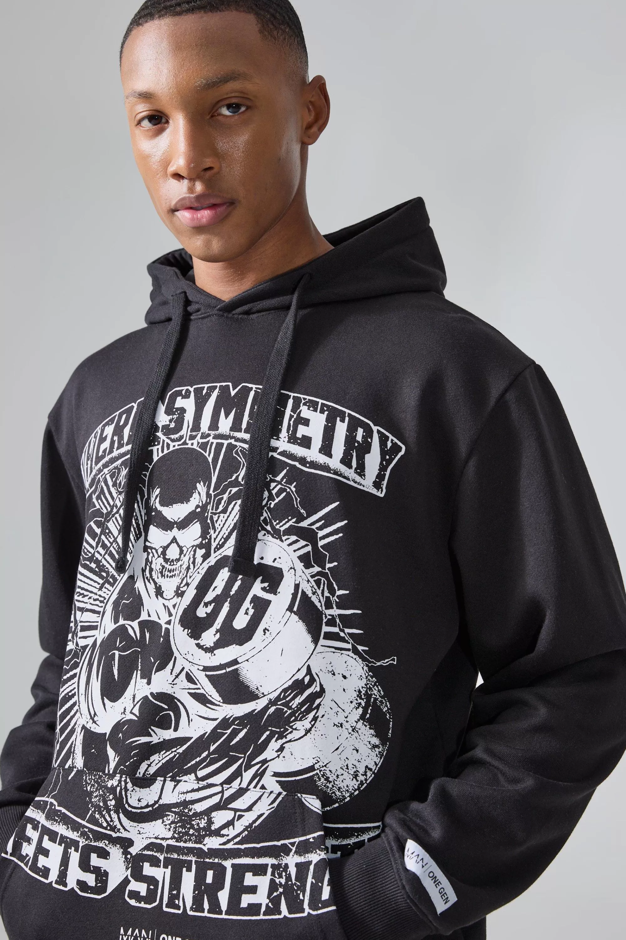 boohooMAN Man Active X Og Gym Oversized Graphic Hoodie | UK