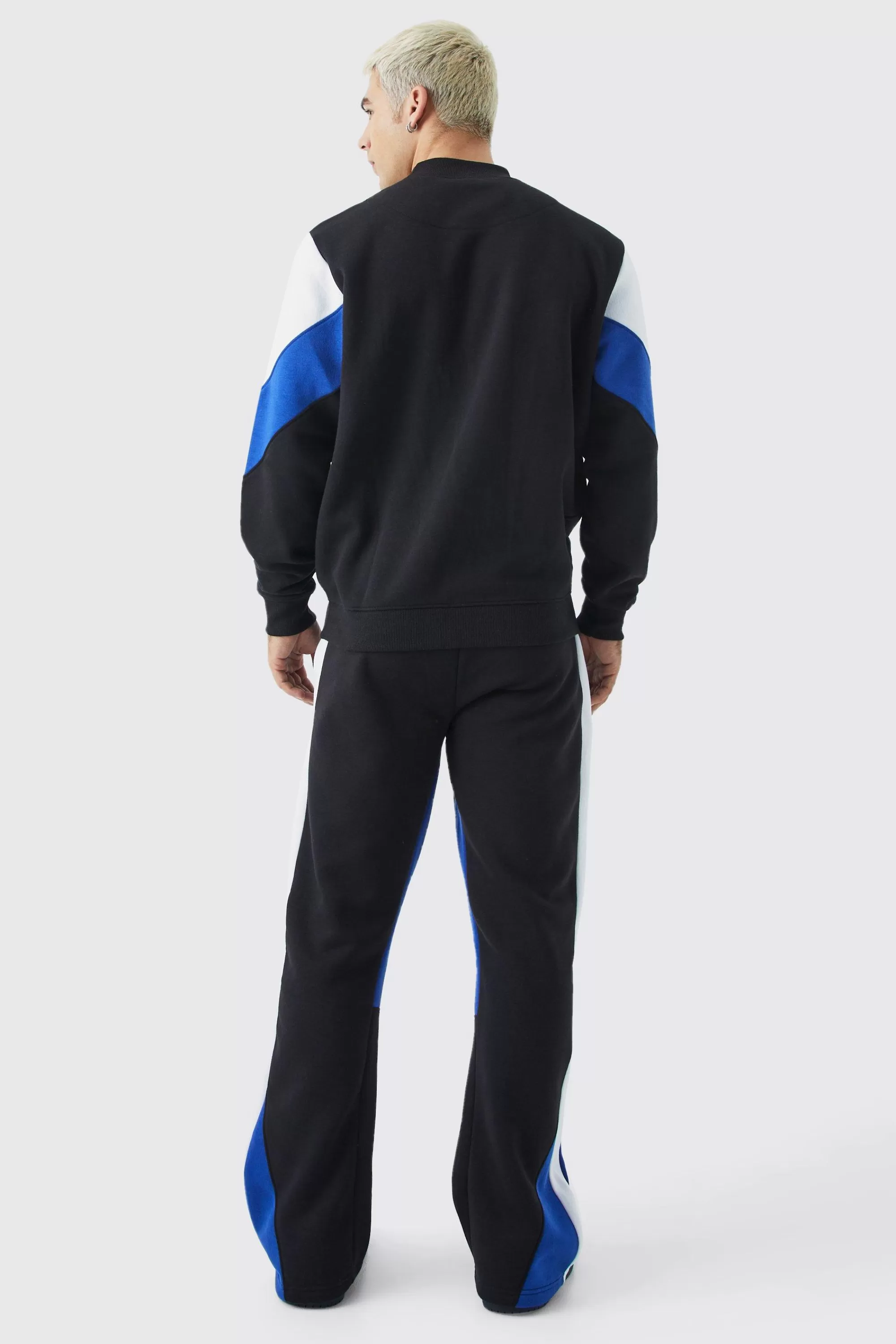 boohooMAN Man Colour Block Sweatshirt Gusset Tracksuit | UK