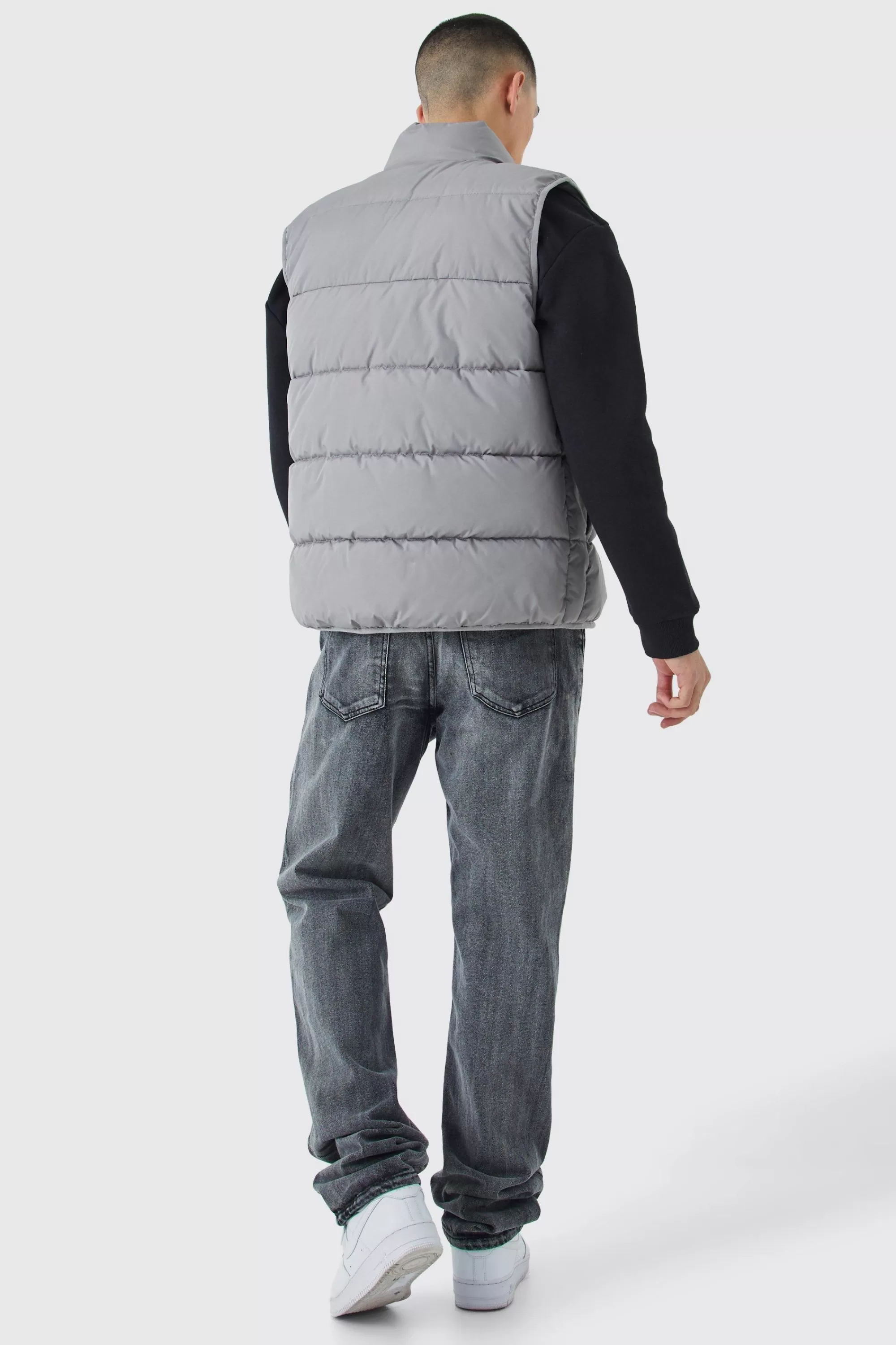 boohooMAN Man Dash Quilted Funnel Neck Gilet | UK