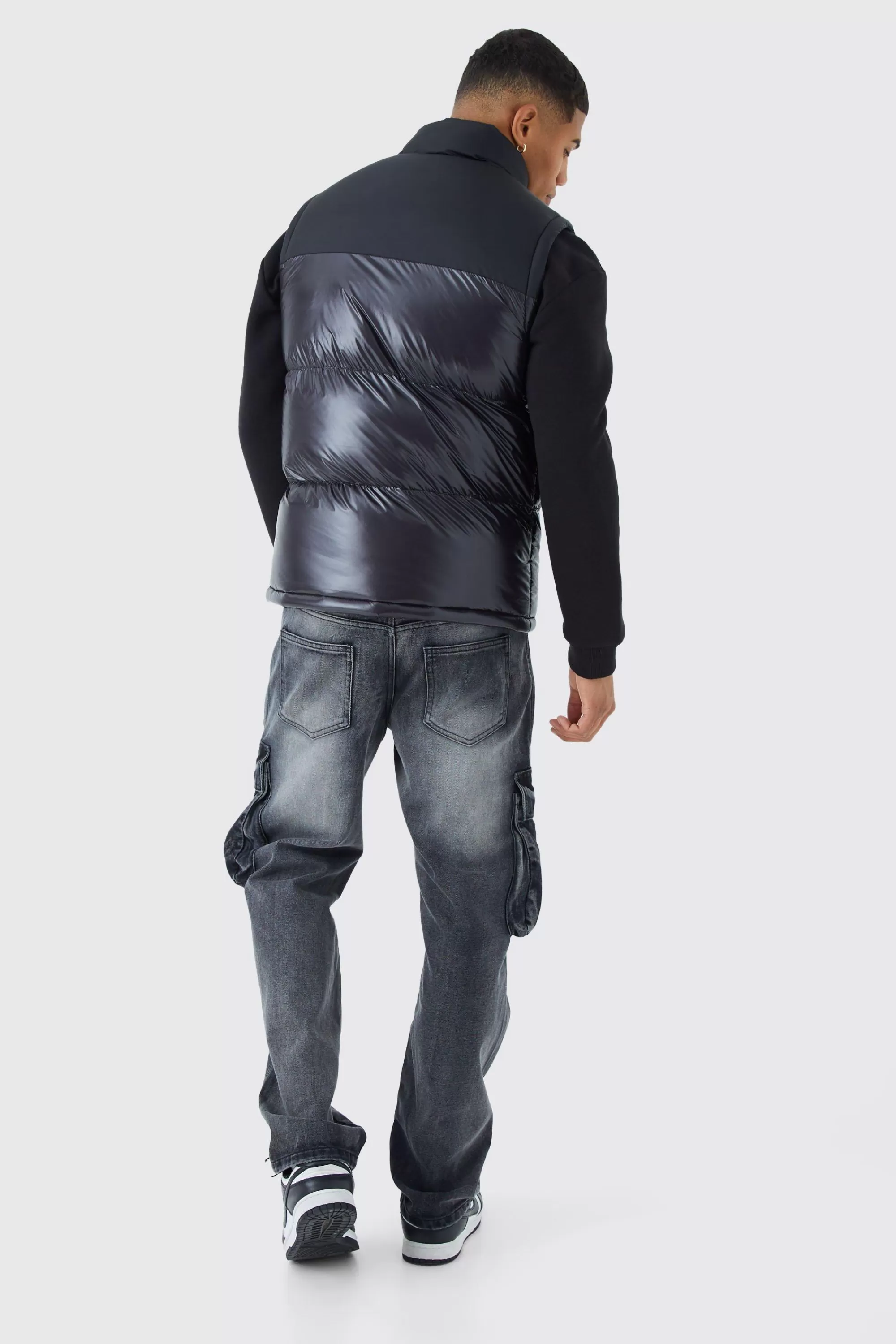 boohooMAN Man High Shine Colour Block Gilet | UK