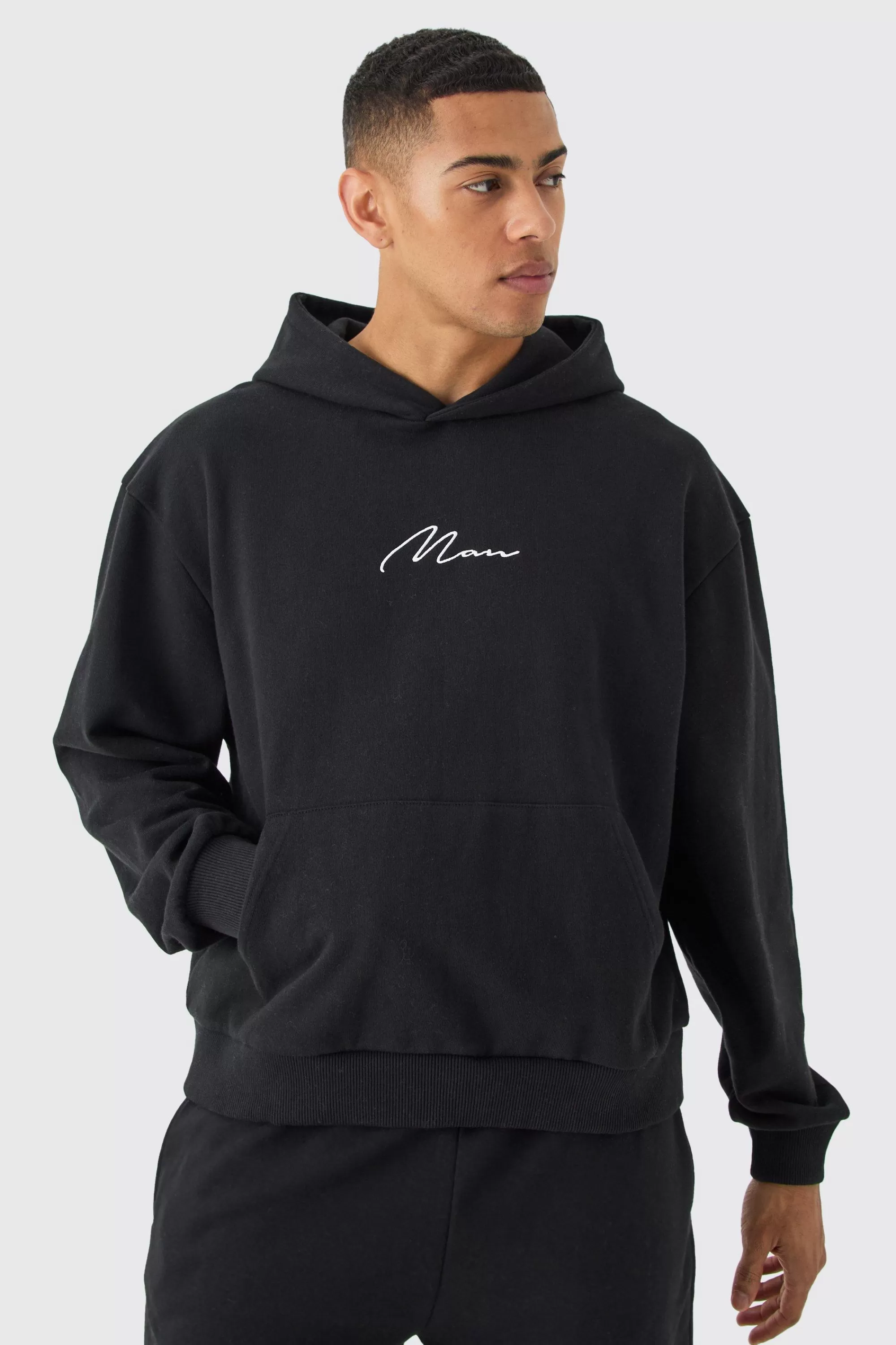 boohooMAN Man Oversized Boxy Heavyweight Hoodie | UK
