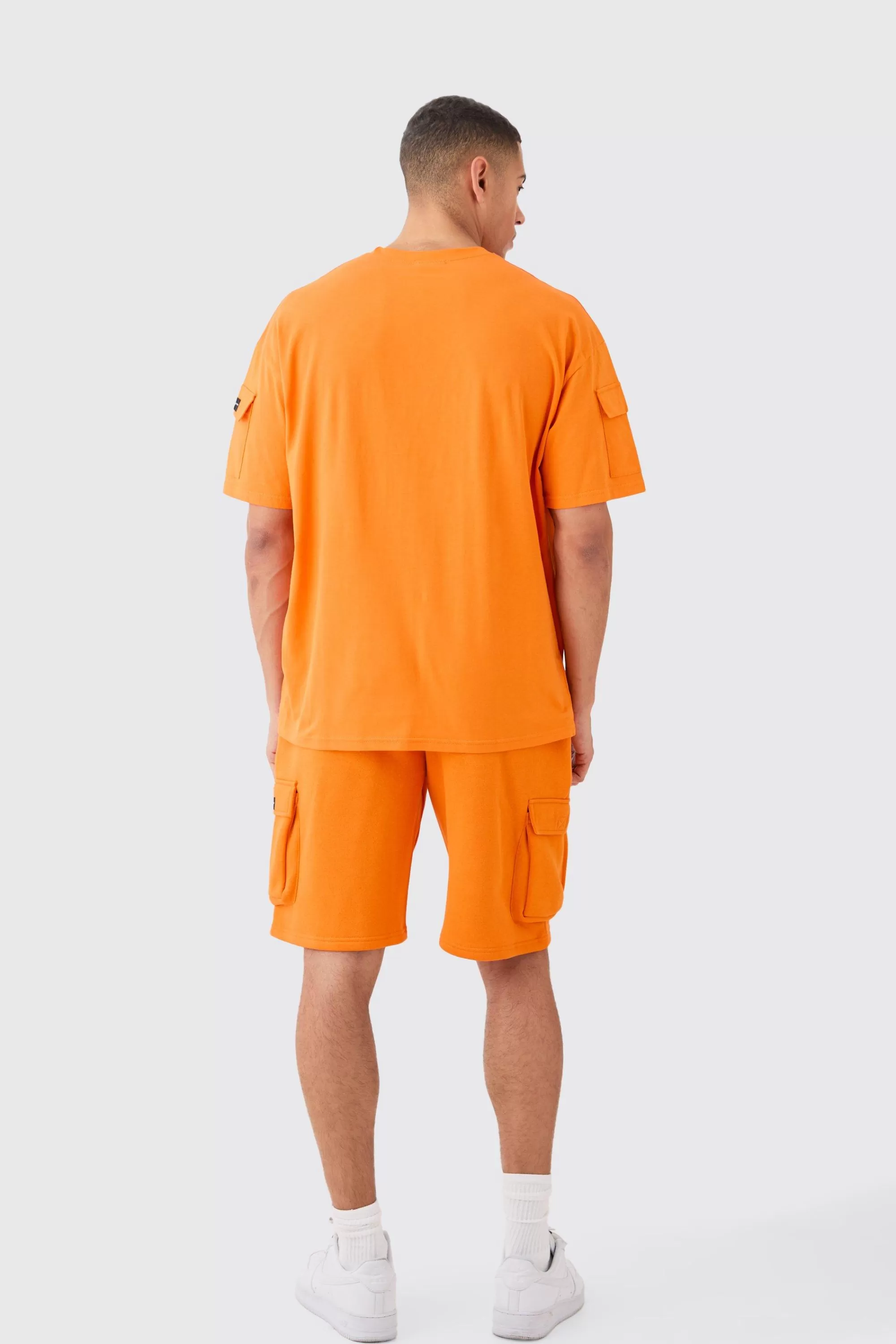 boohooMAN Man Oversized Cargo T-shirt And Relaxed Short Set | UK