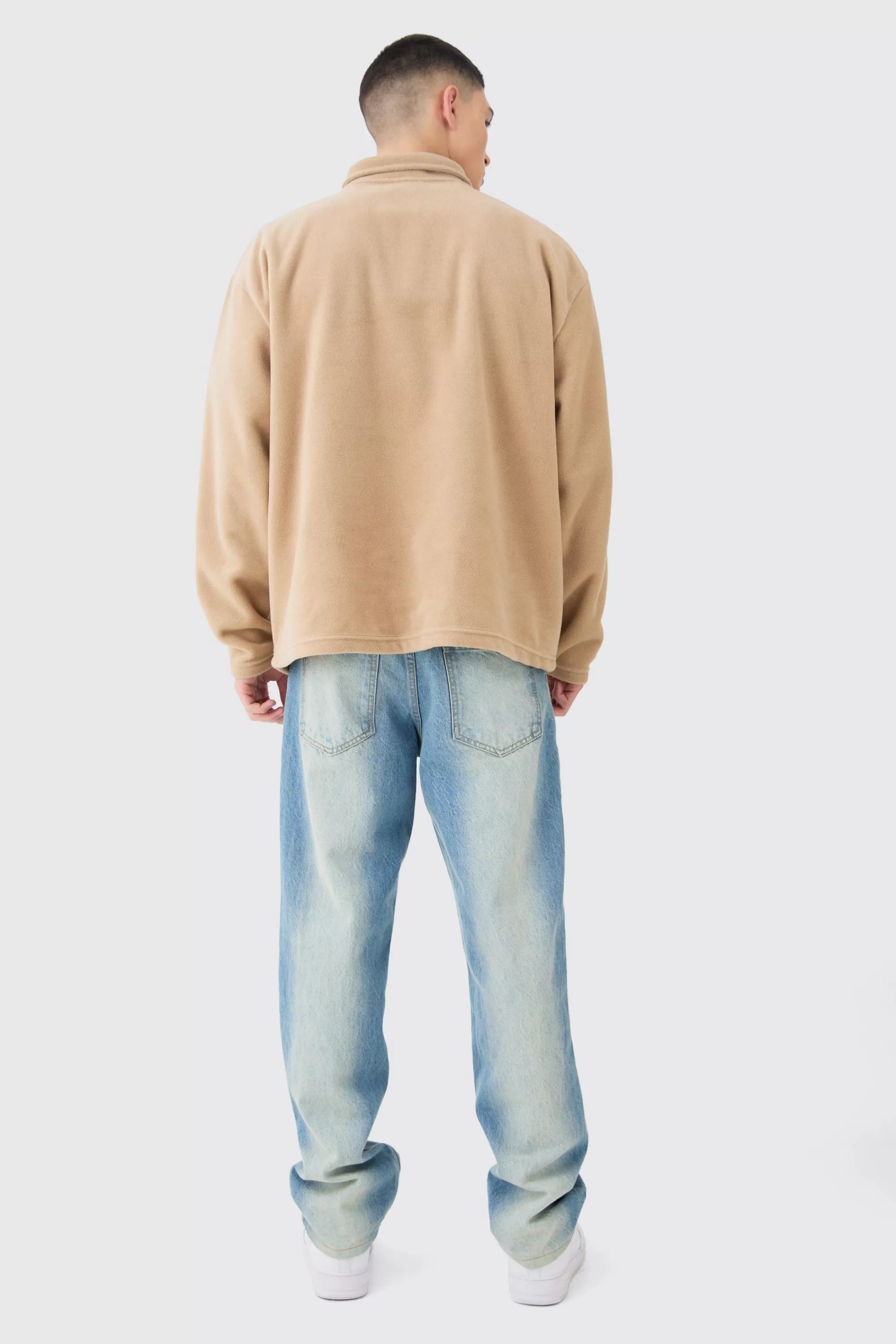 boohooMAN Man Oversized Fleece Rugby Polo | UK