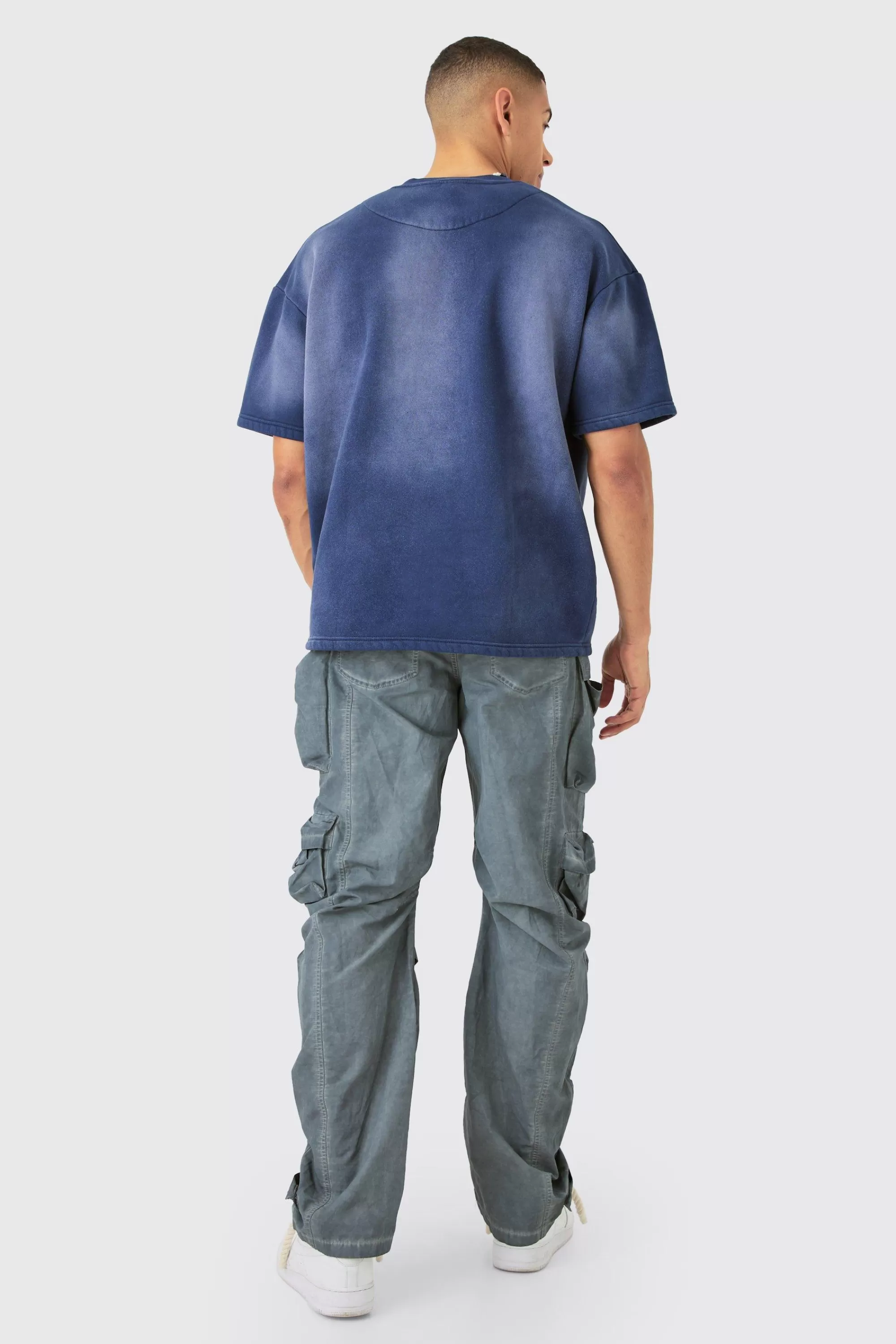 boohooMAN Man Oversized Half Sleeve Sun Bleach Sweatshirt | UK