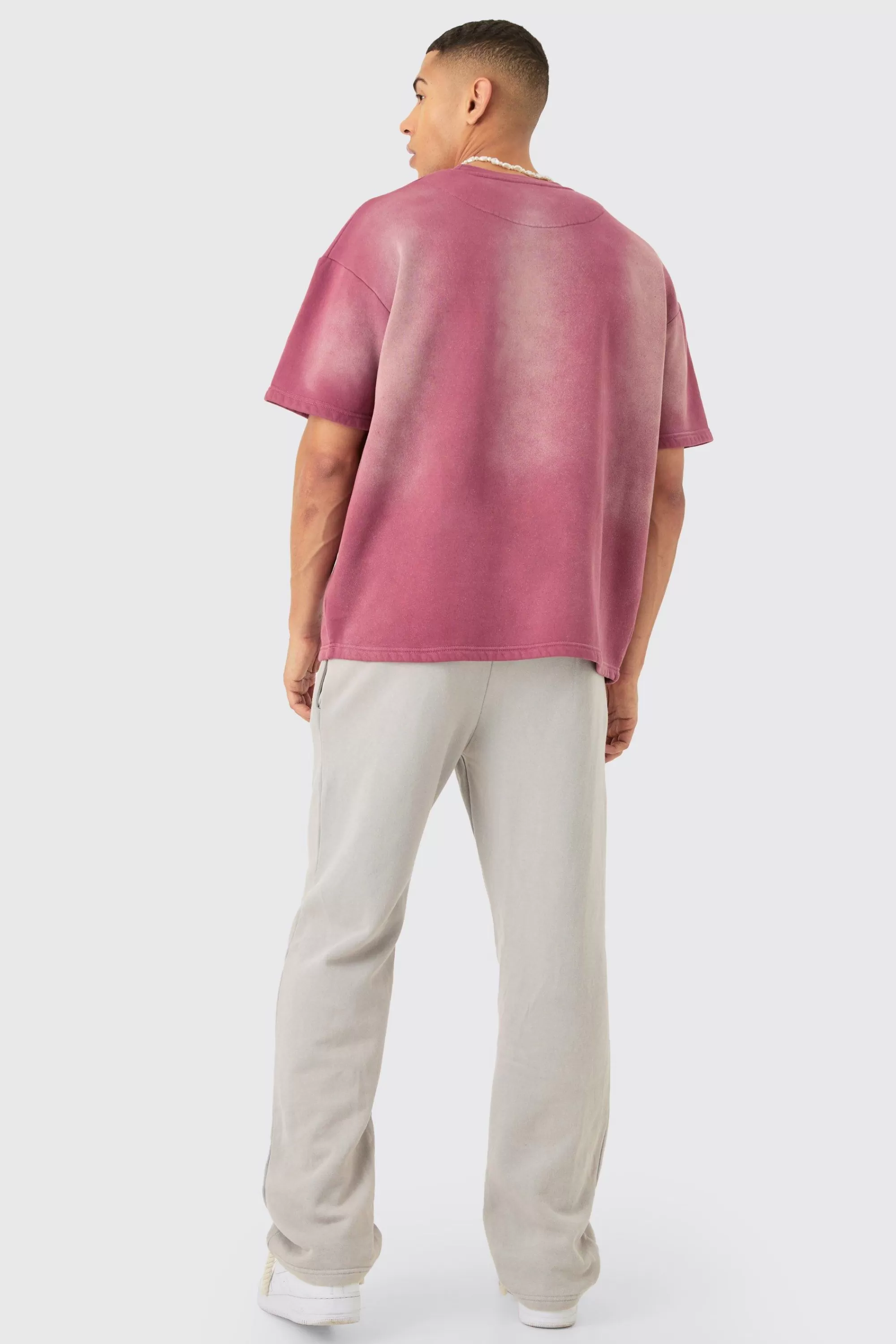 boohooMAN Man Oversized Half Sleeve Sun Bleach Sweatshirt | UK
