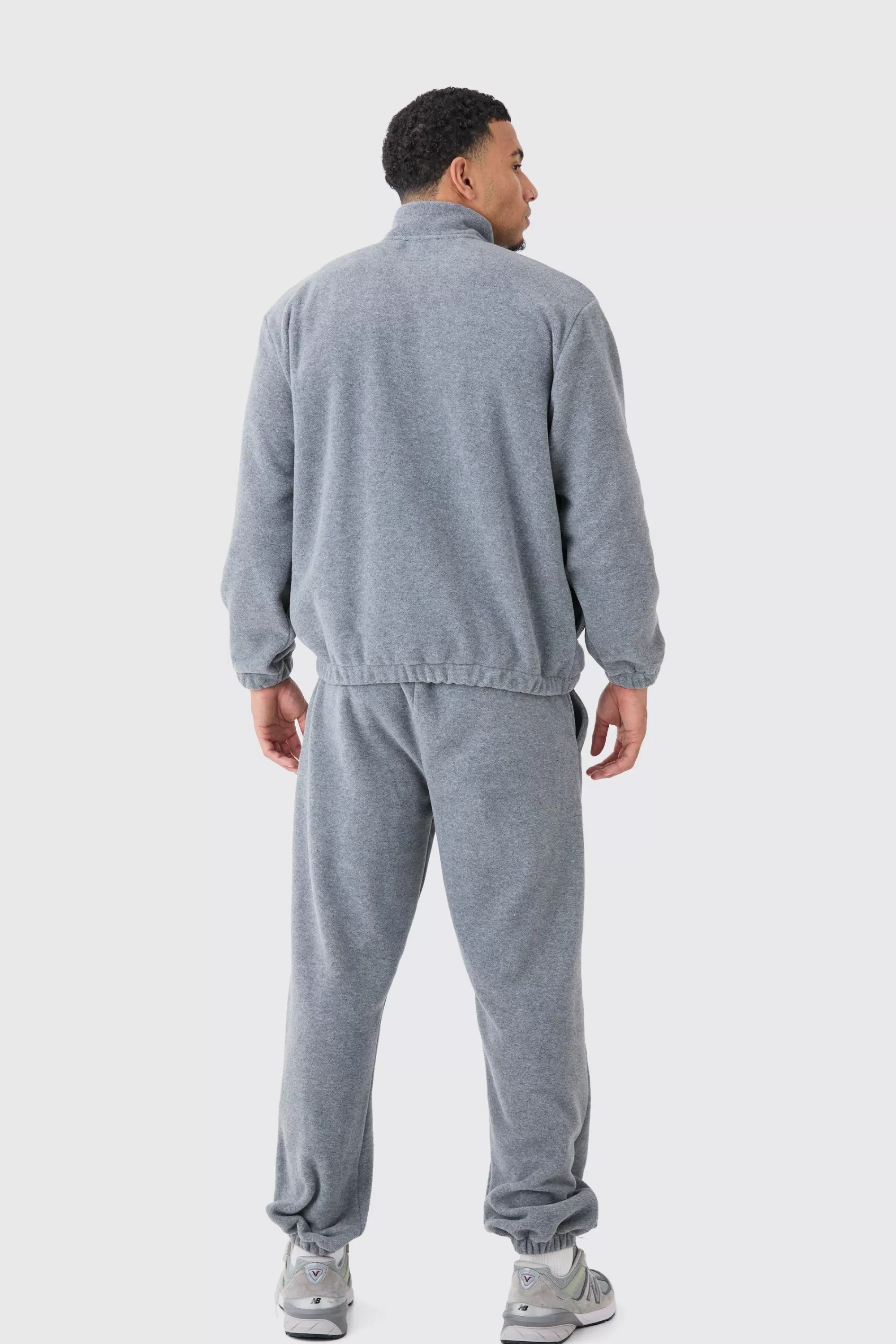 boohooMAN Man Oversized Zip Through Funnel Neck Fleece Tracksuit | UK