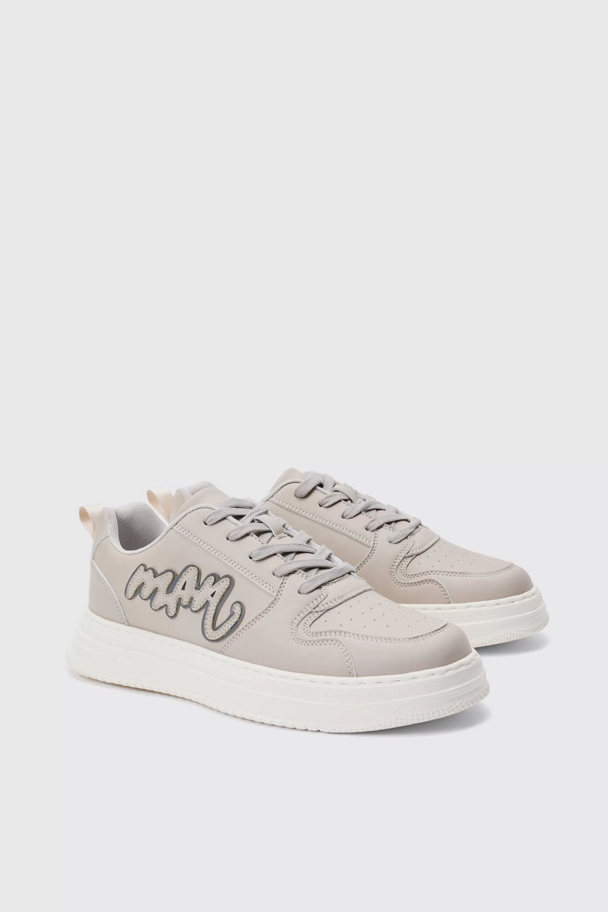 boohooMAN Man PU Chunky Sole Trainer In | UK