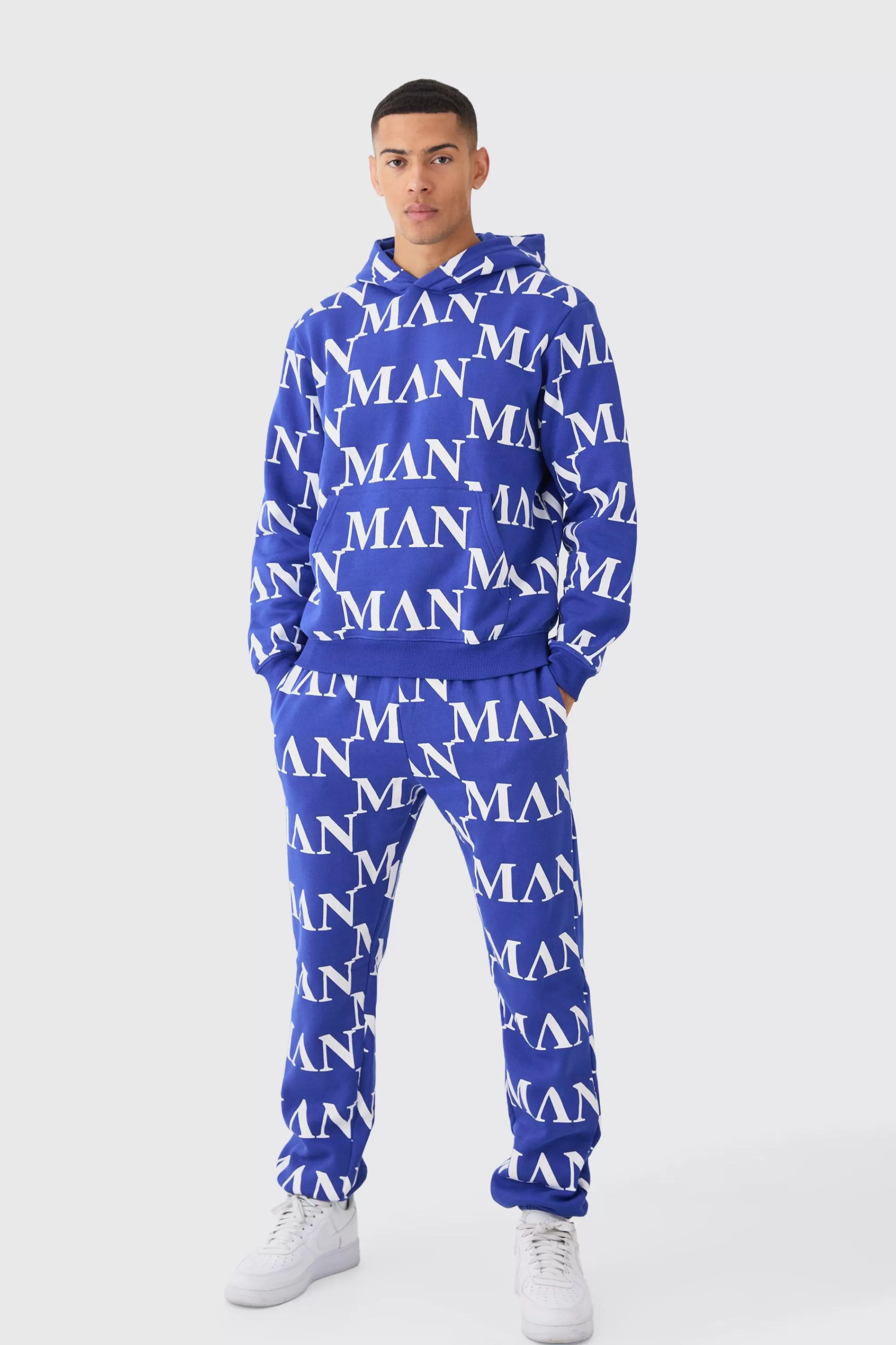 boohooMAN Man Roman All Over Print Hooded Tracksuit | UK