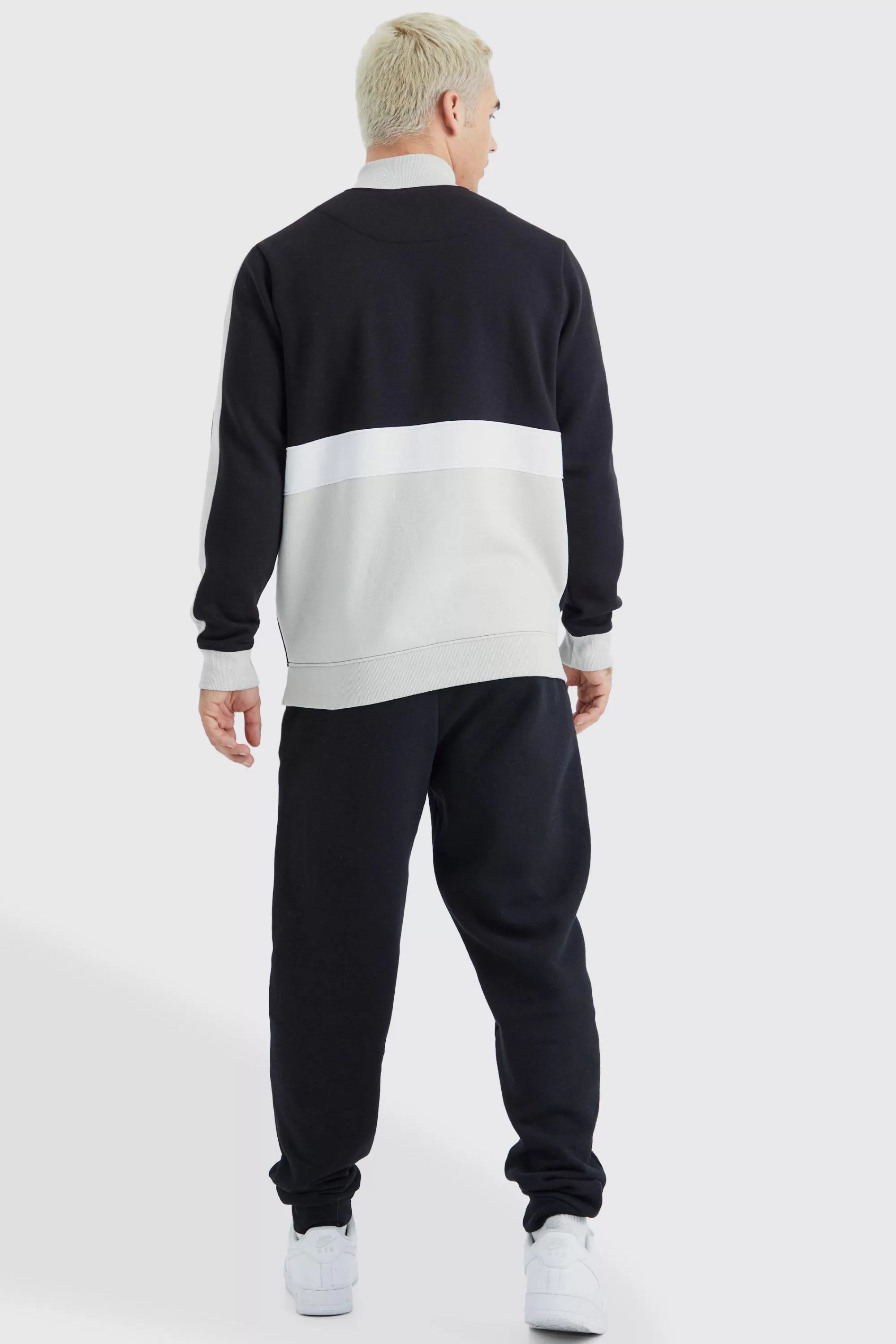 boohooMAN Man Side Panel 1/4 Zip Funnel Neck Sweatshirt | UK