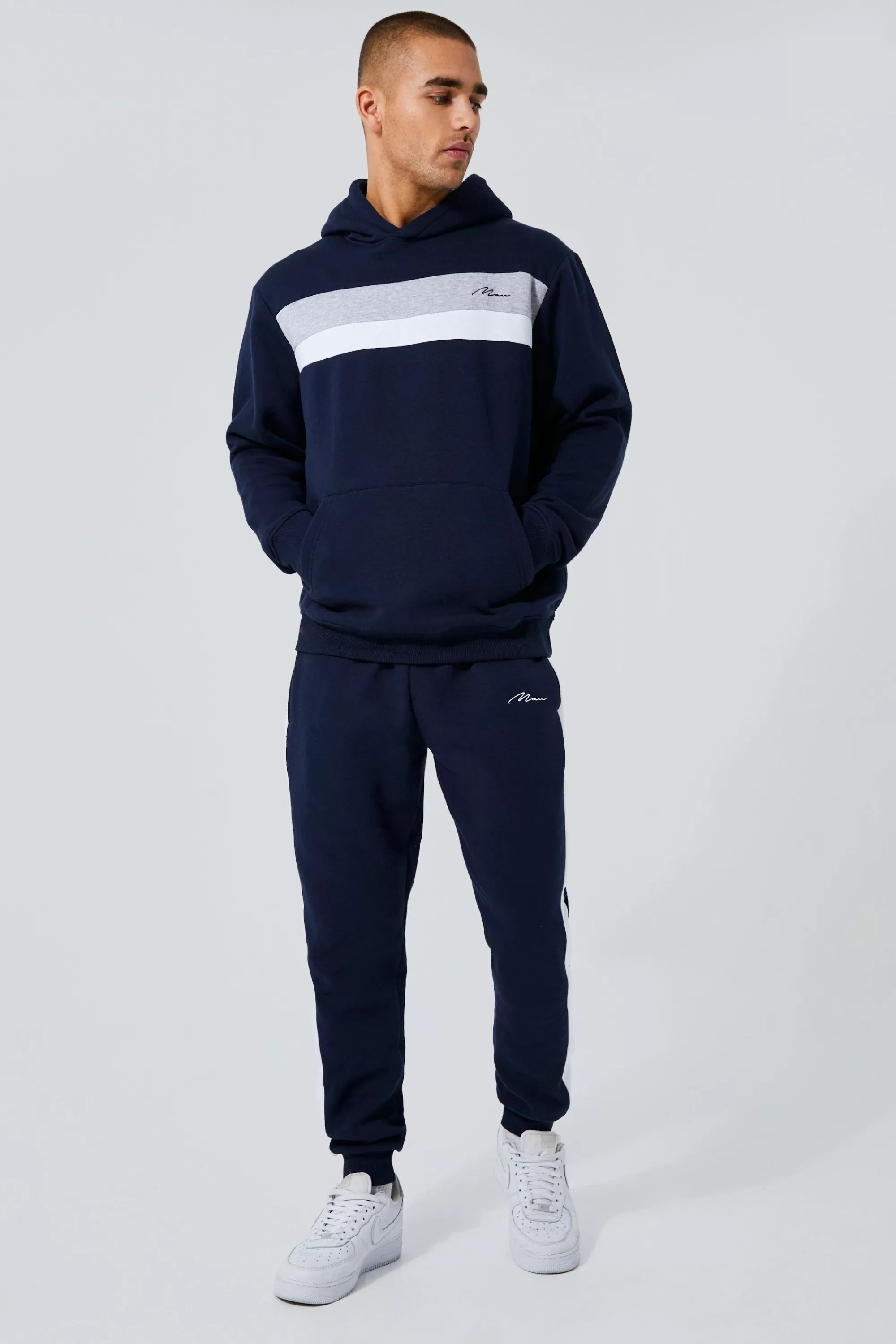 boohooMAN Man Signature Colour Block Hooded Tracksuit | UK