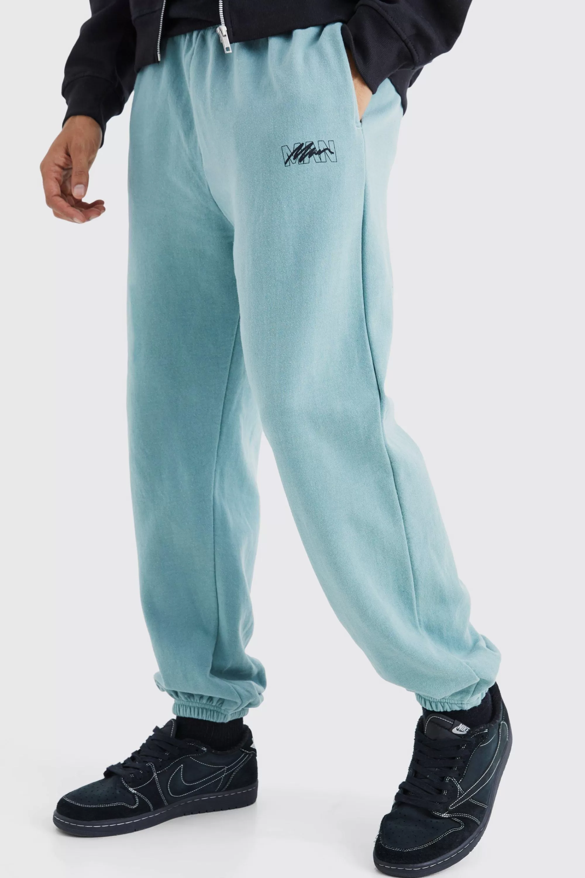 boohooMAN Man Signature Overdyed Regular Joggers | UK