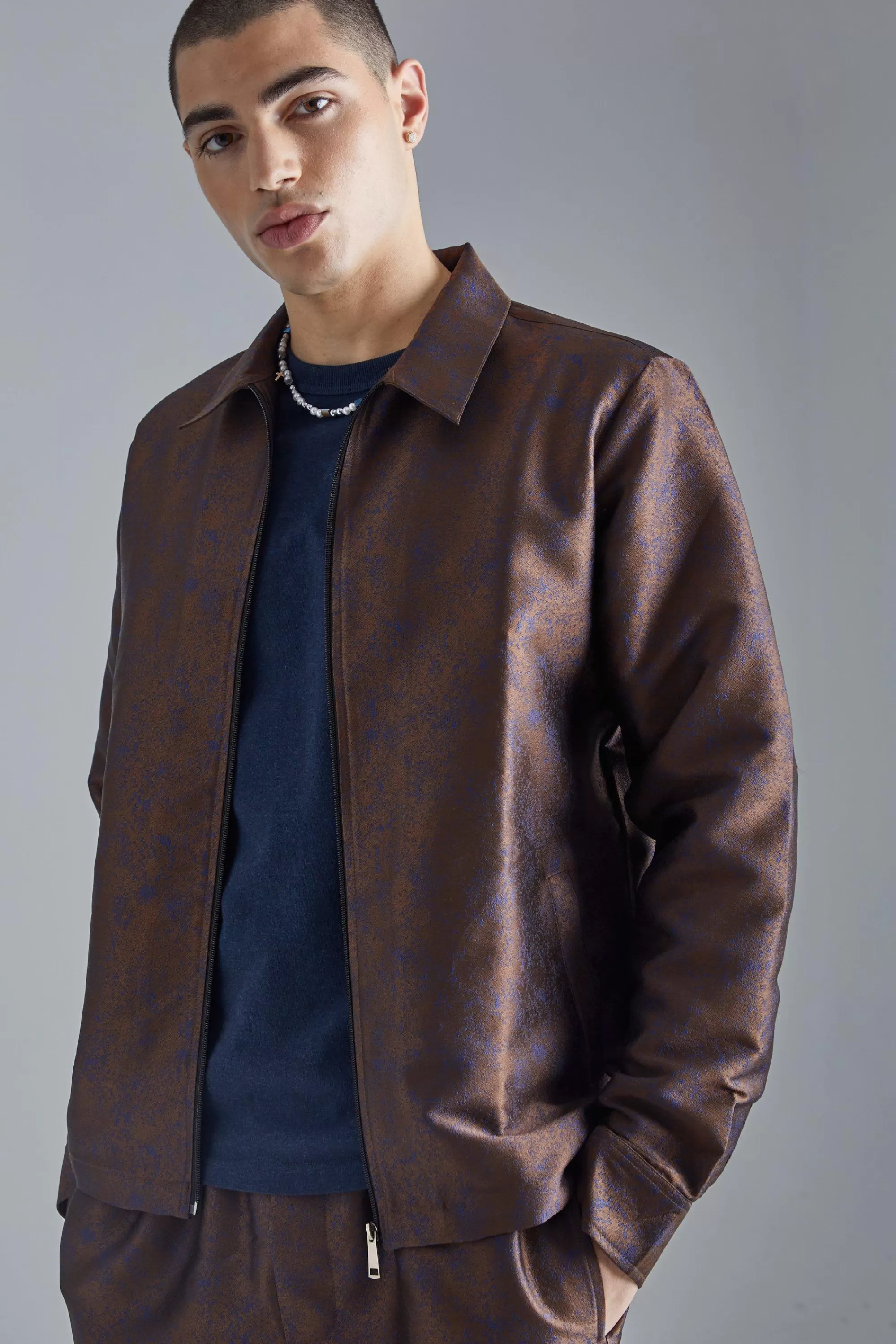 boohooMAN Marl Fabric Interest Smart Overshirt | UK